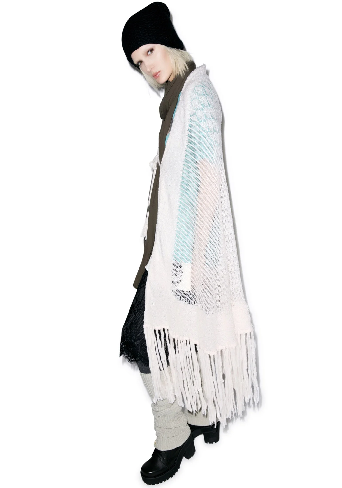 Solid Garden Shawl - White - Image 12