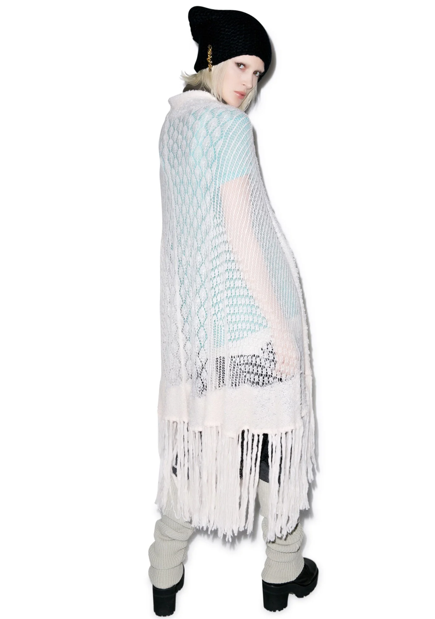 Solid Garden Shawl - White - Image 14
