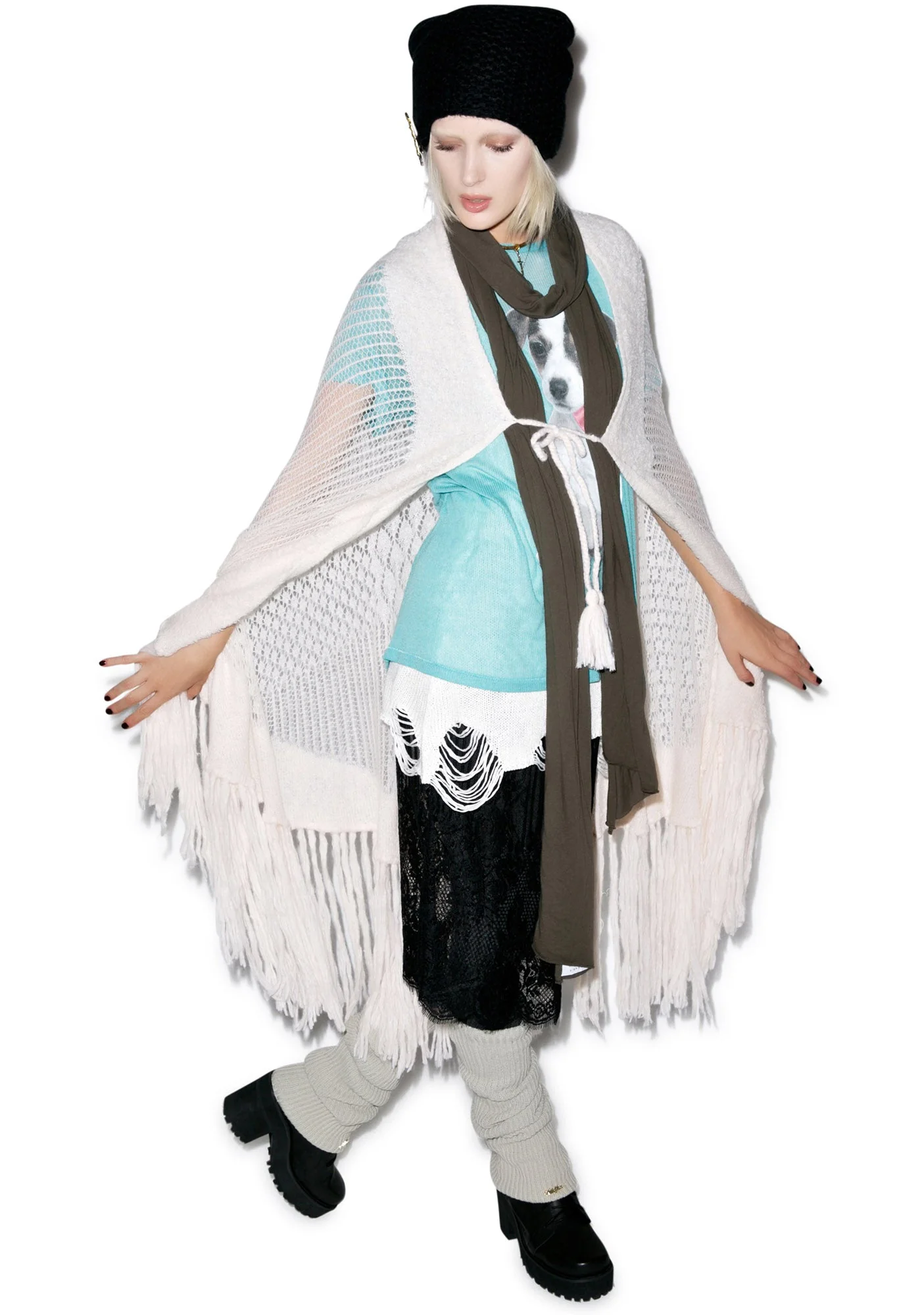 Solid Garden Shawl - White - Image 15