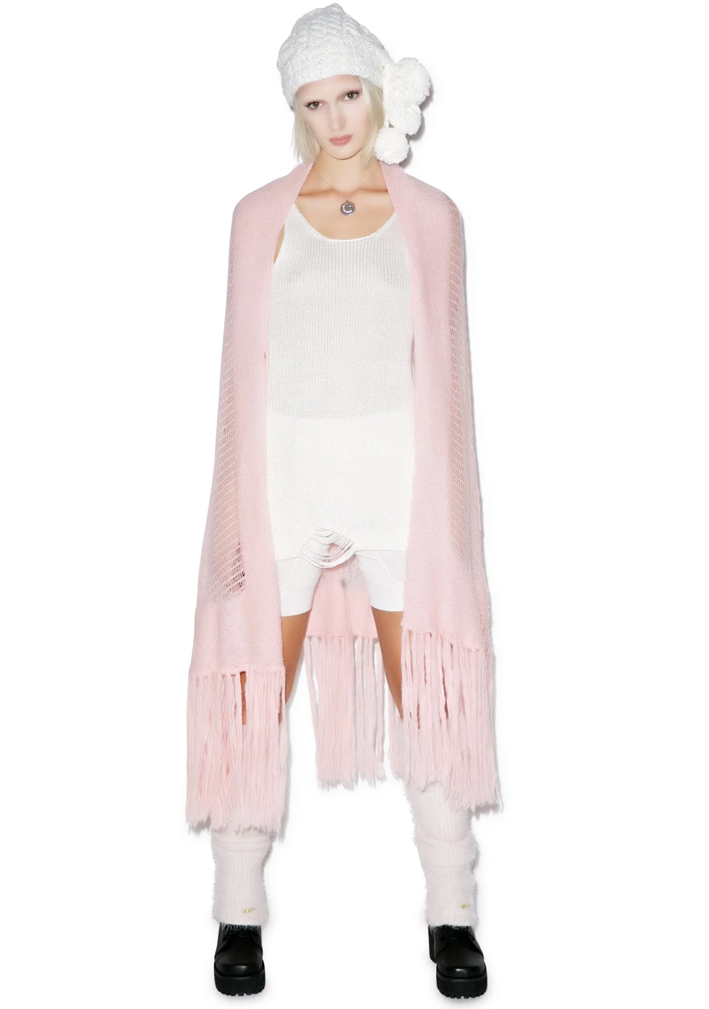 Solid Garden Shawl - White - Image 9