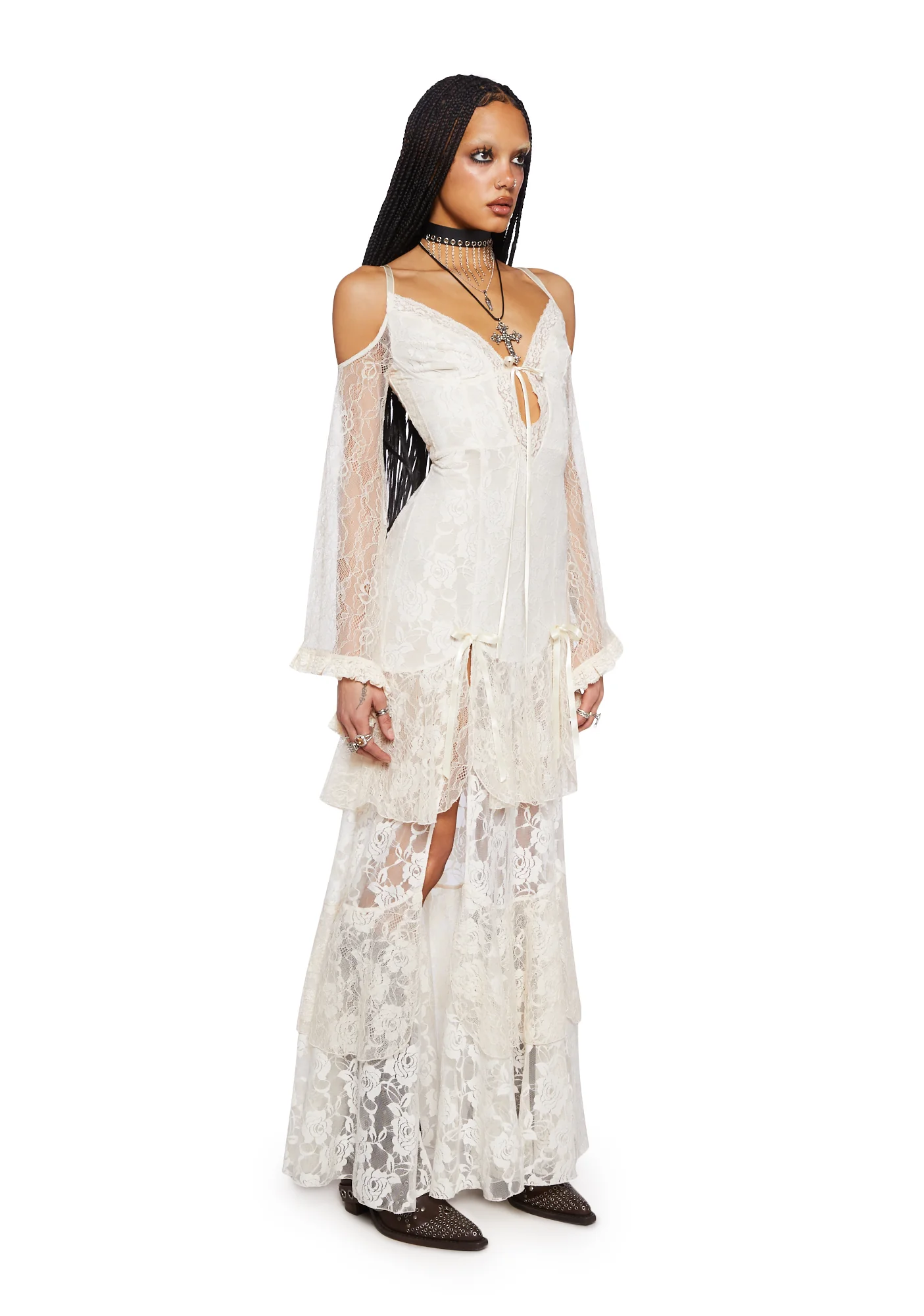 Passion Darling Lace Maxi Dress- Off White - Image 3