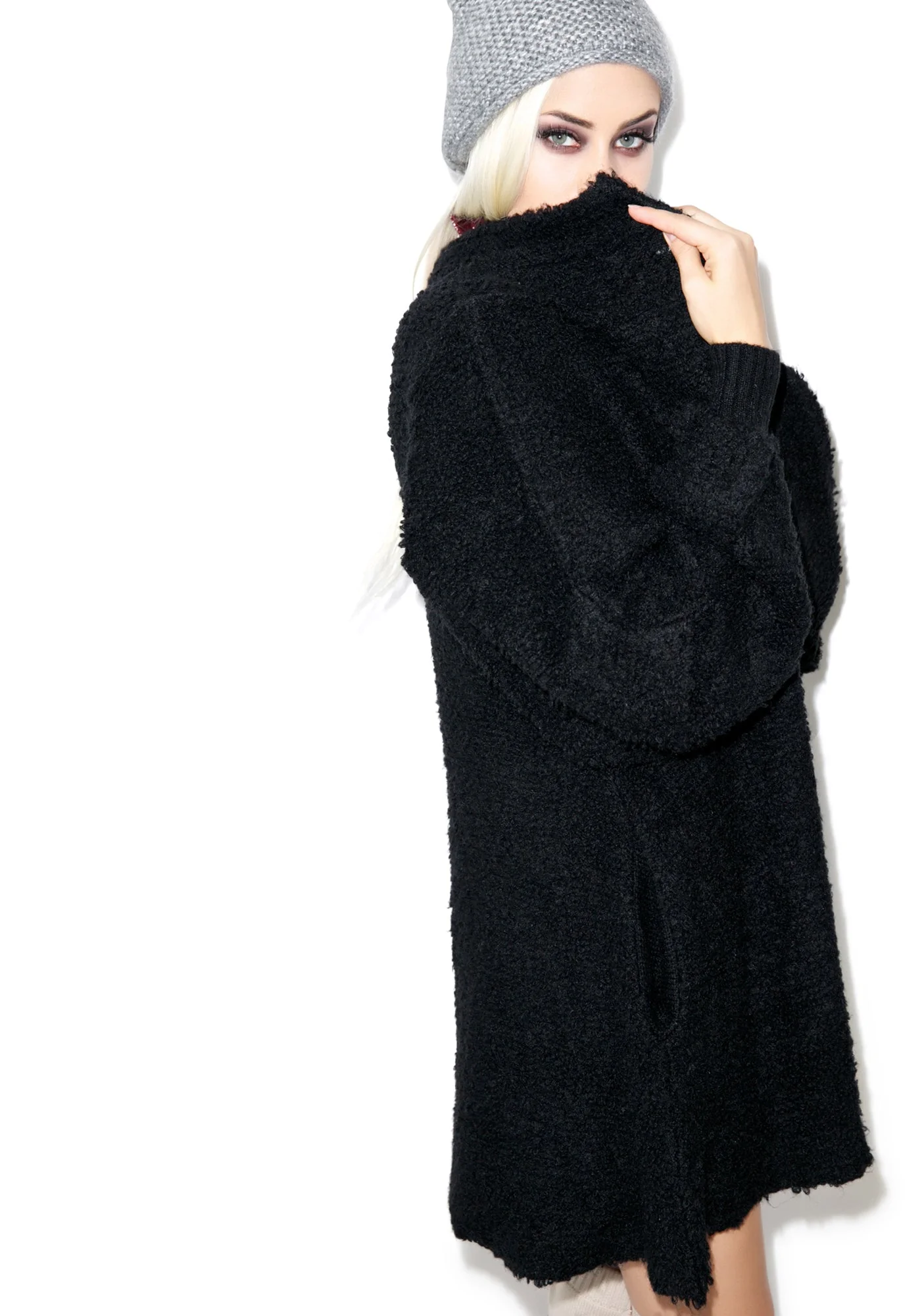 Solid Misty Morning Coat - Black - Image 8
