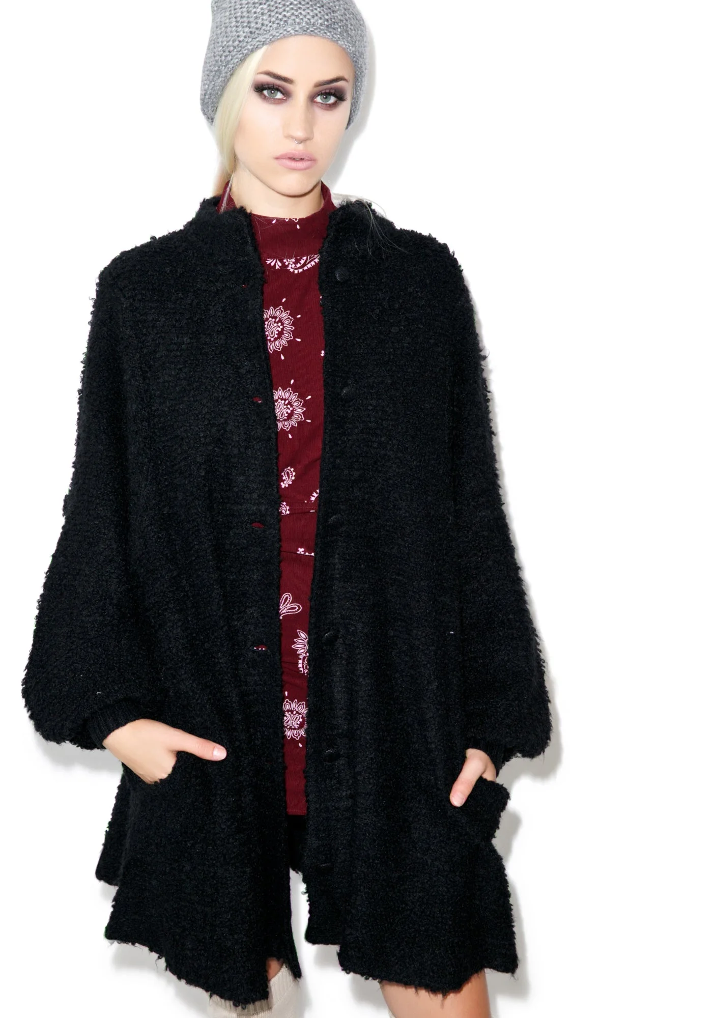 Solid Misty Morning Coat - Black - Image 9