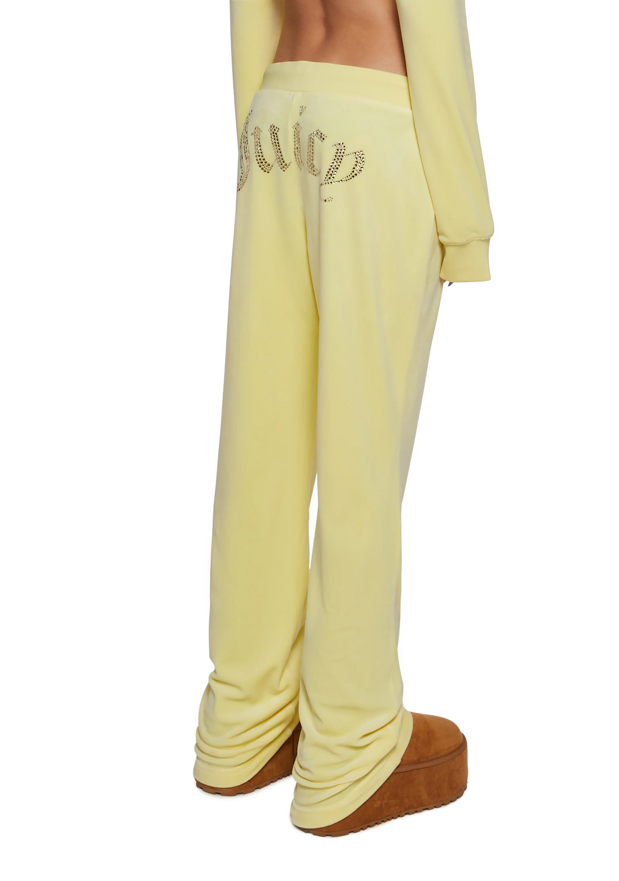 OG Big Bling Velour Track Pants - Yellow - Image 4