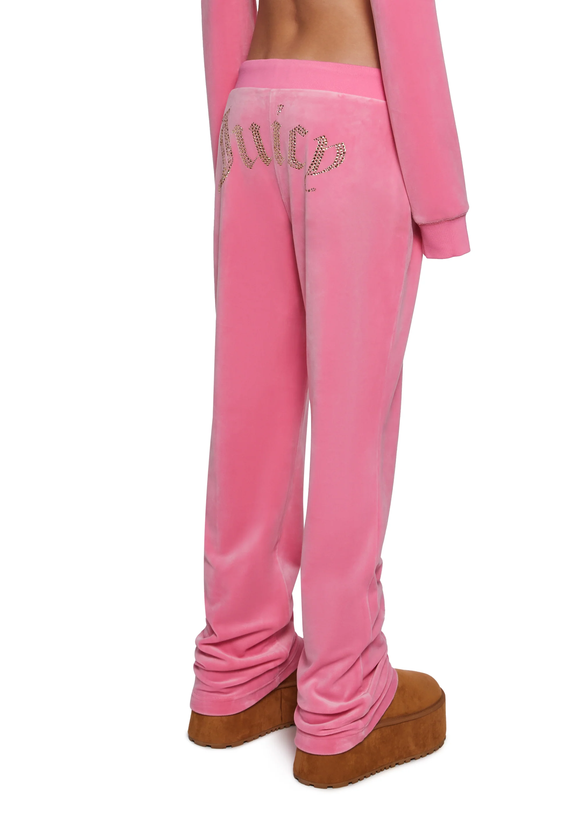 OG Big Bling Velour Track Pants - Pink - Image 4