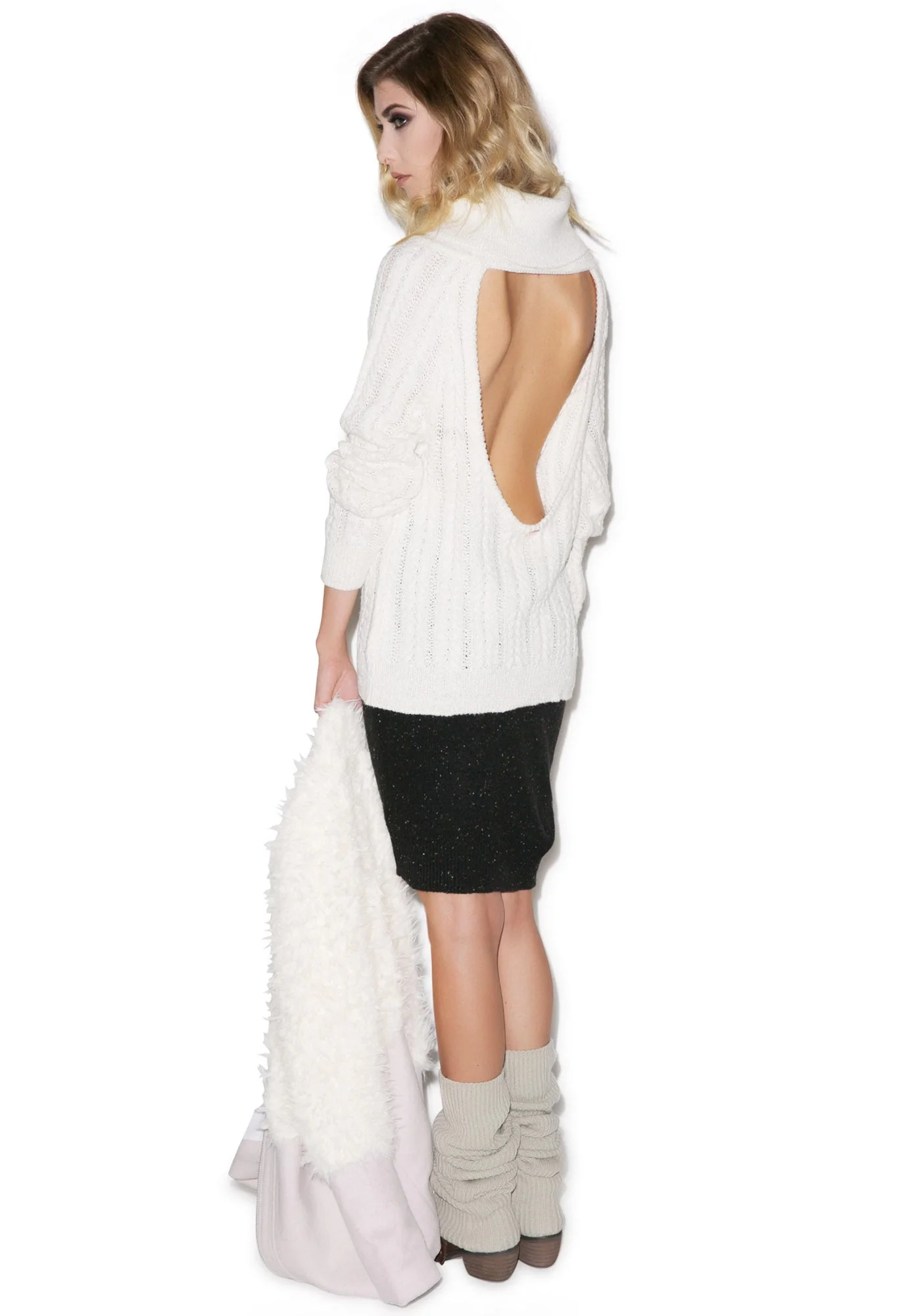 Solstice Backless Sweater - Light Gray - Image 6