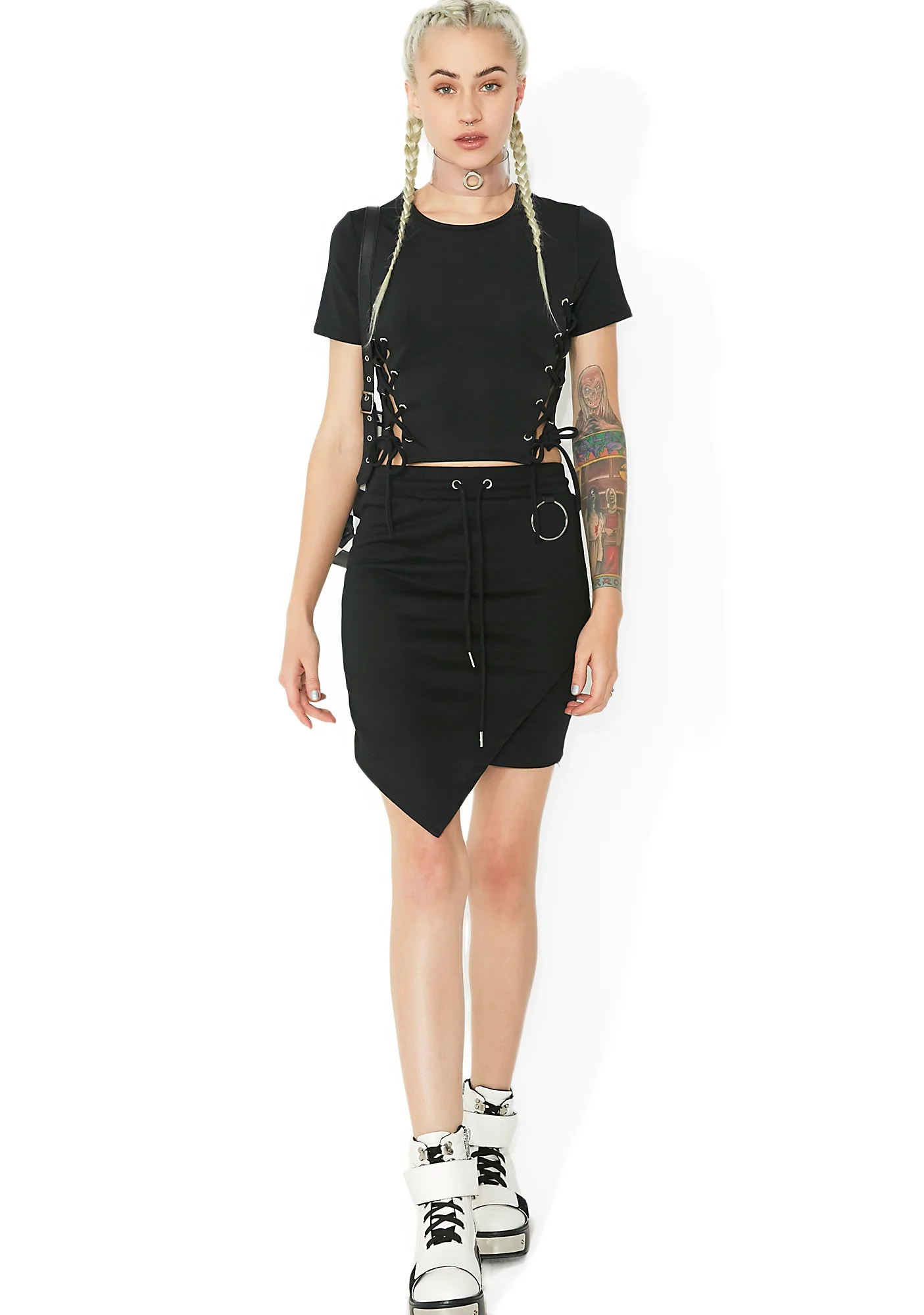 Somewhere Between Lace-Up Crop Tee - Image 5
