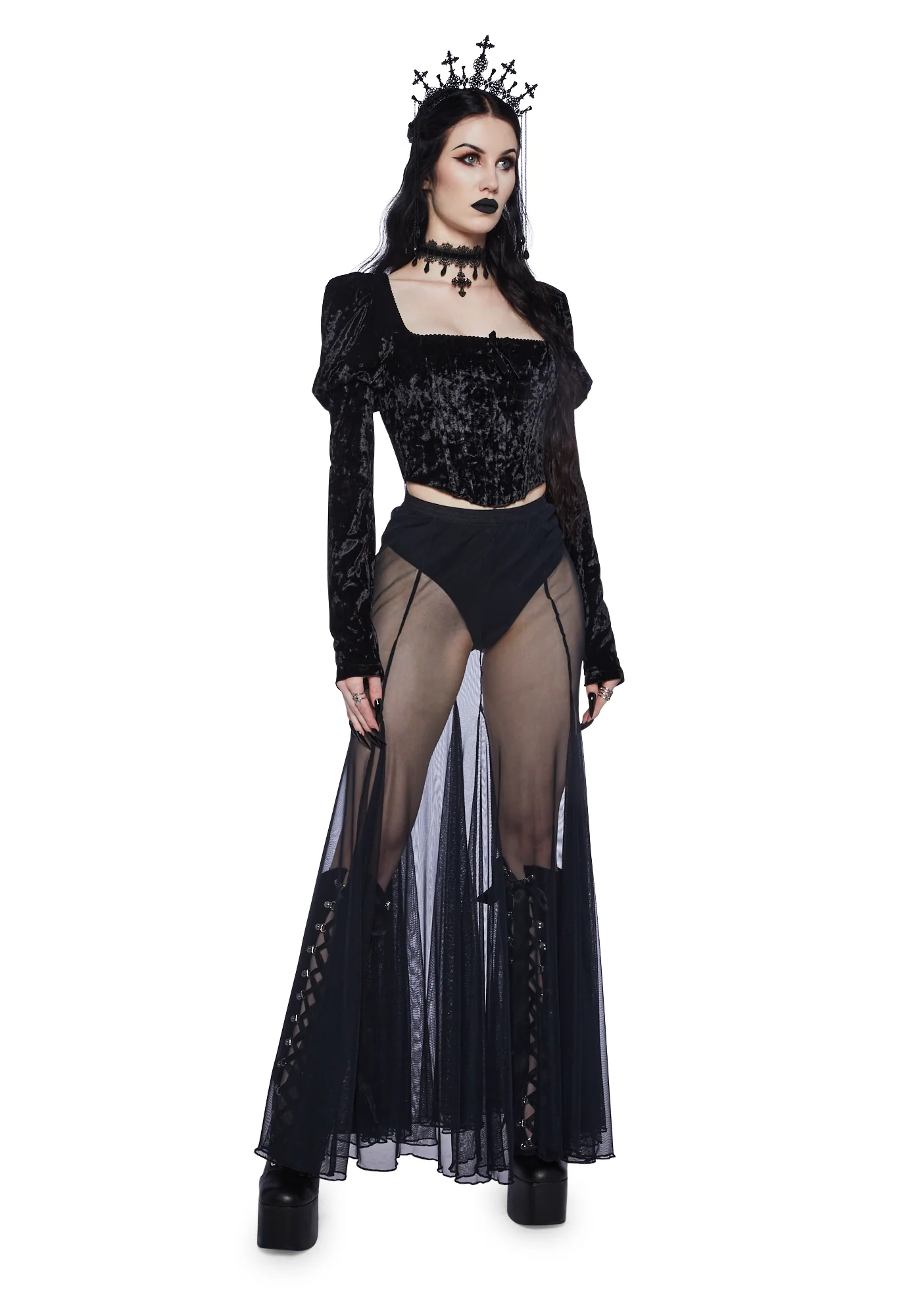 Sorrow Party Mesh Maxi Skirt - Image 2