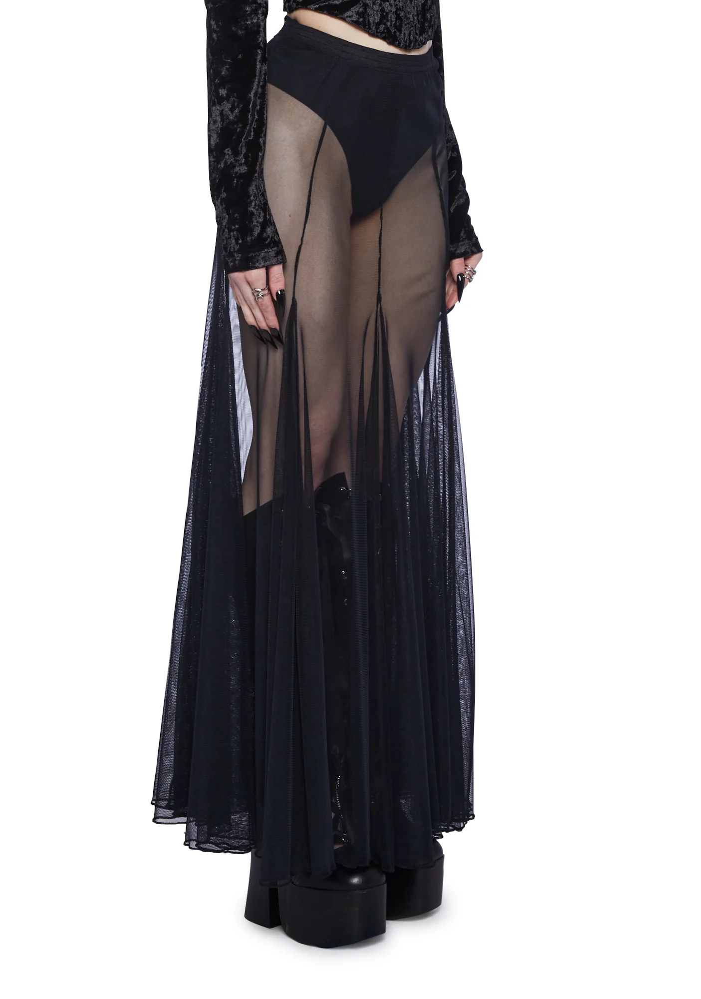 Sorrow Party Mesh Maxi Skirt - Image 3
