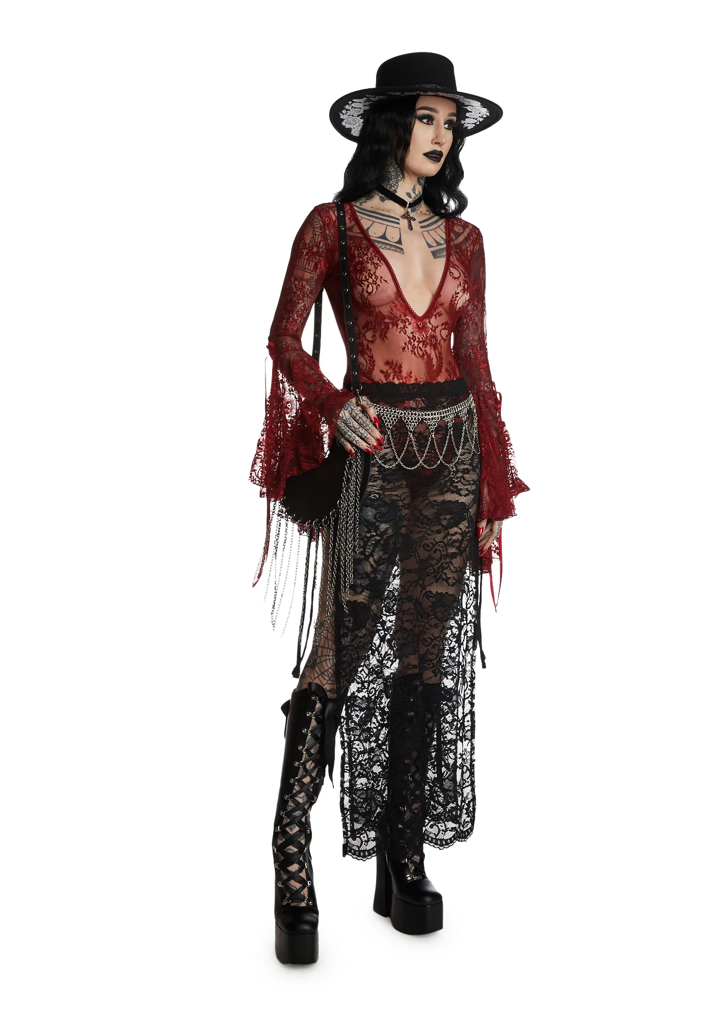 Source Of Magic Lace Bodysuit - Red - Image 2
