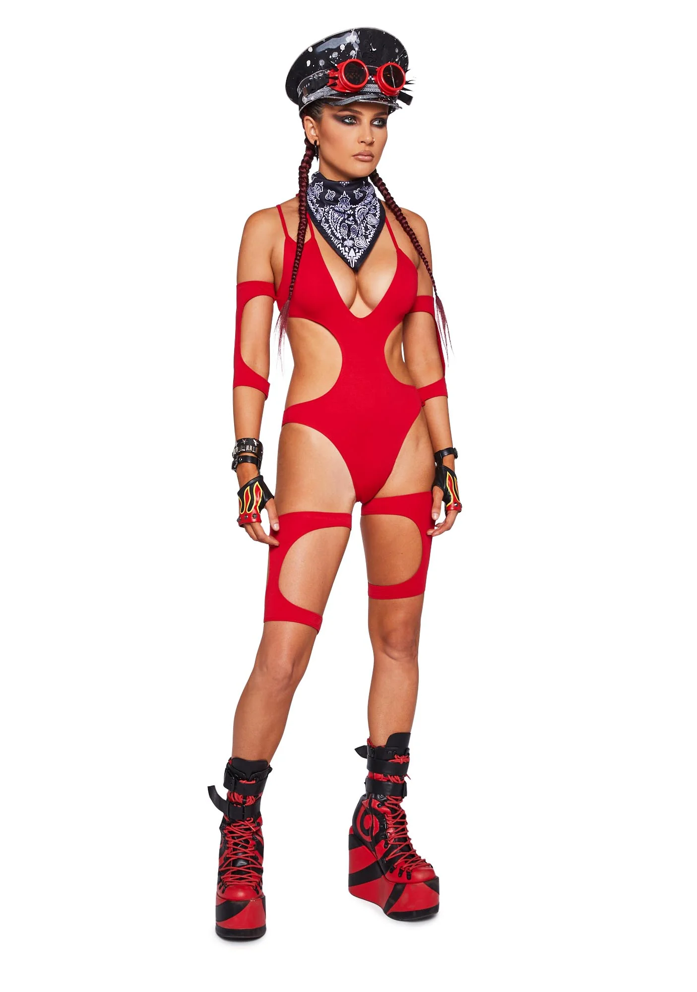 Sparking Flames Bodysuit & Stockings Set - Image 5