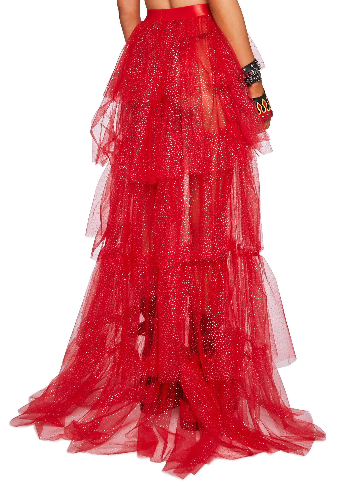Sparkle Trek Tulle Maxi Skirt - Red - Image 4