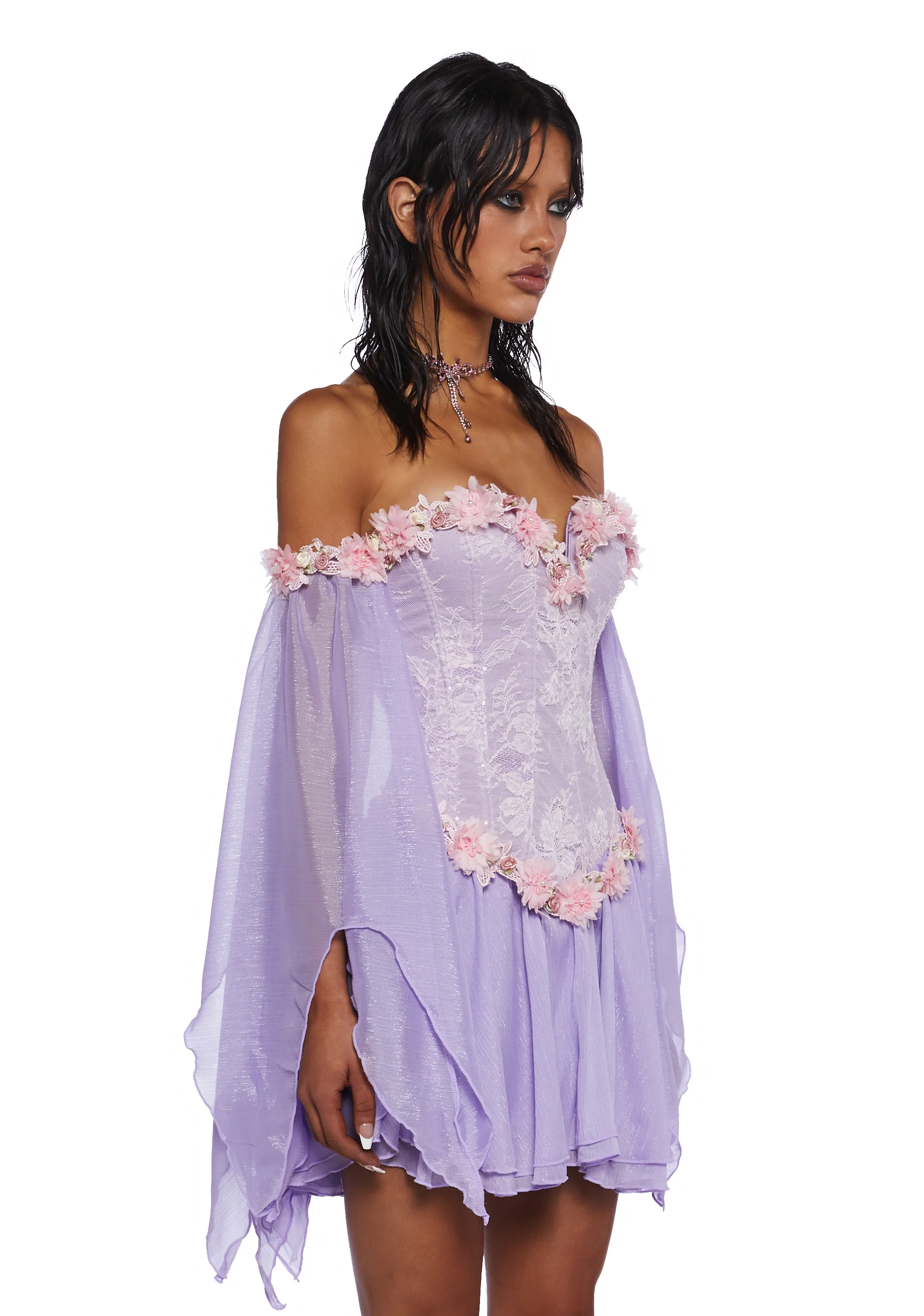 Sparkling Enchantment Mini Dress - Purple - Image 3