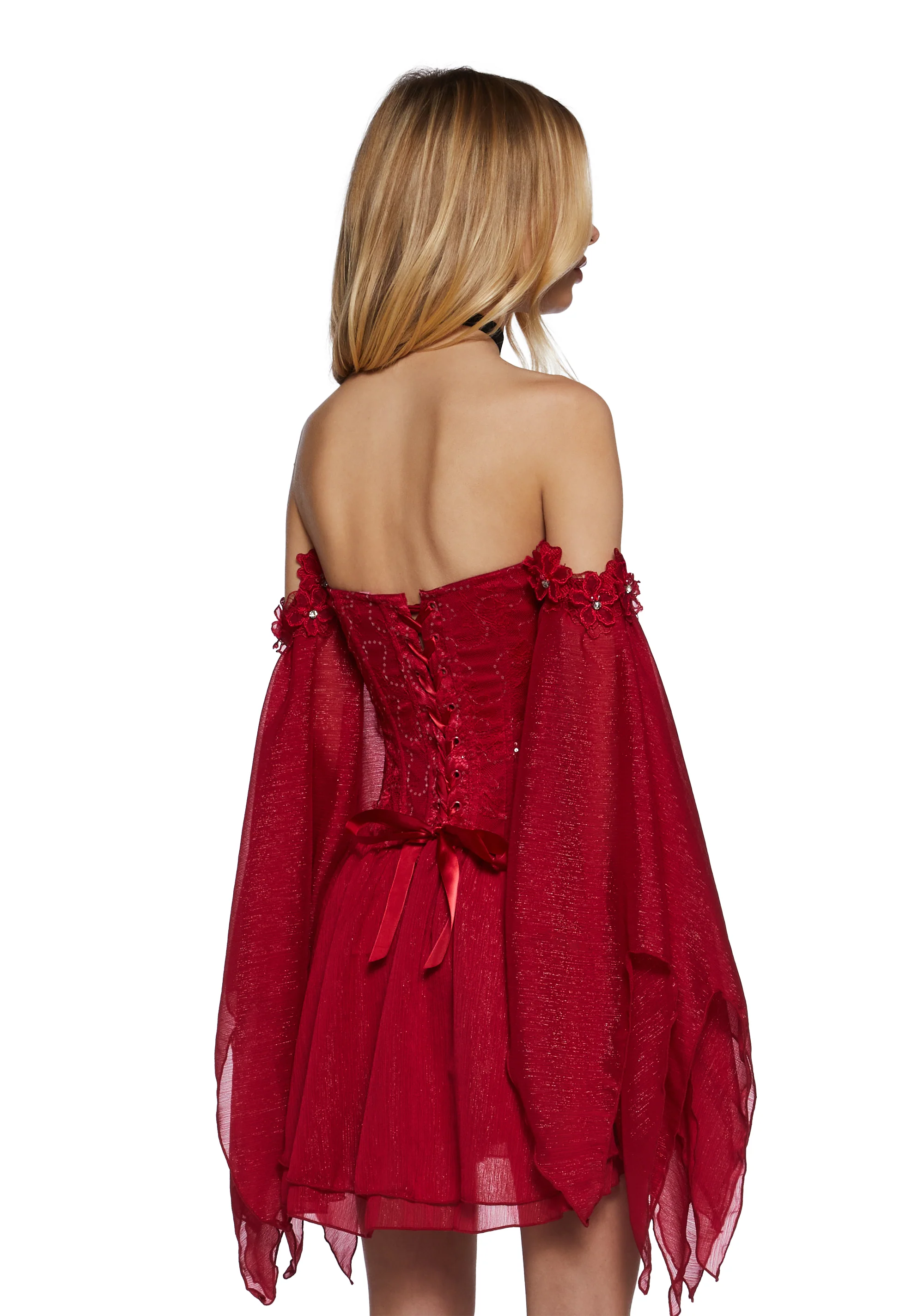 Sparkling Enchantment Mini Dress - Red - Image 4
