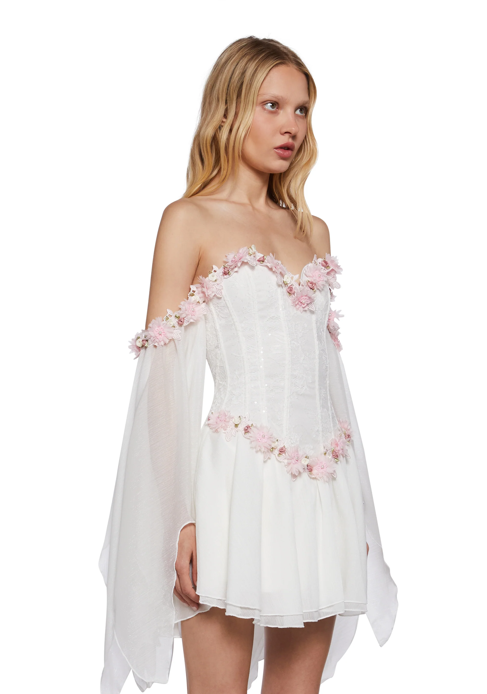 Sparkling Enchantment Mini Dress - White - Image 3