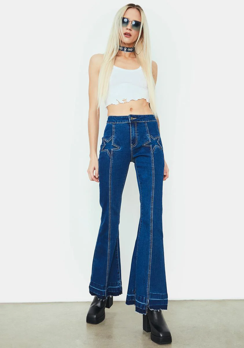 Speed Of Light Star Patch Flare Jeans - Image 2
