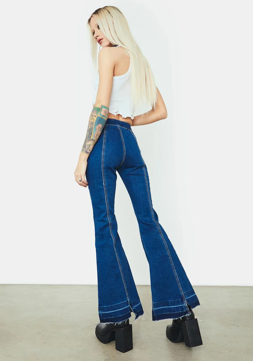Speed Of Light Star Patch Flare Jeans - Image 4