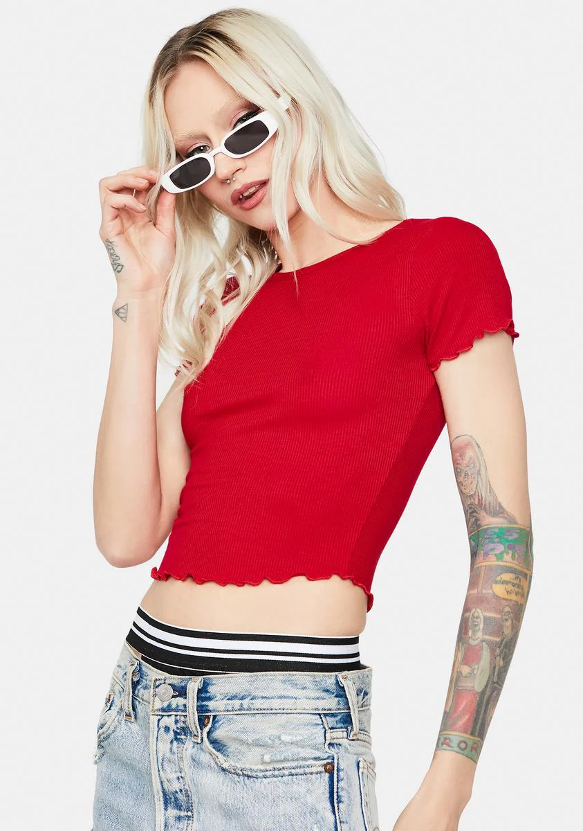 Spicy Girl Of Glory Lettuce Edge Crop Tee - Image 2