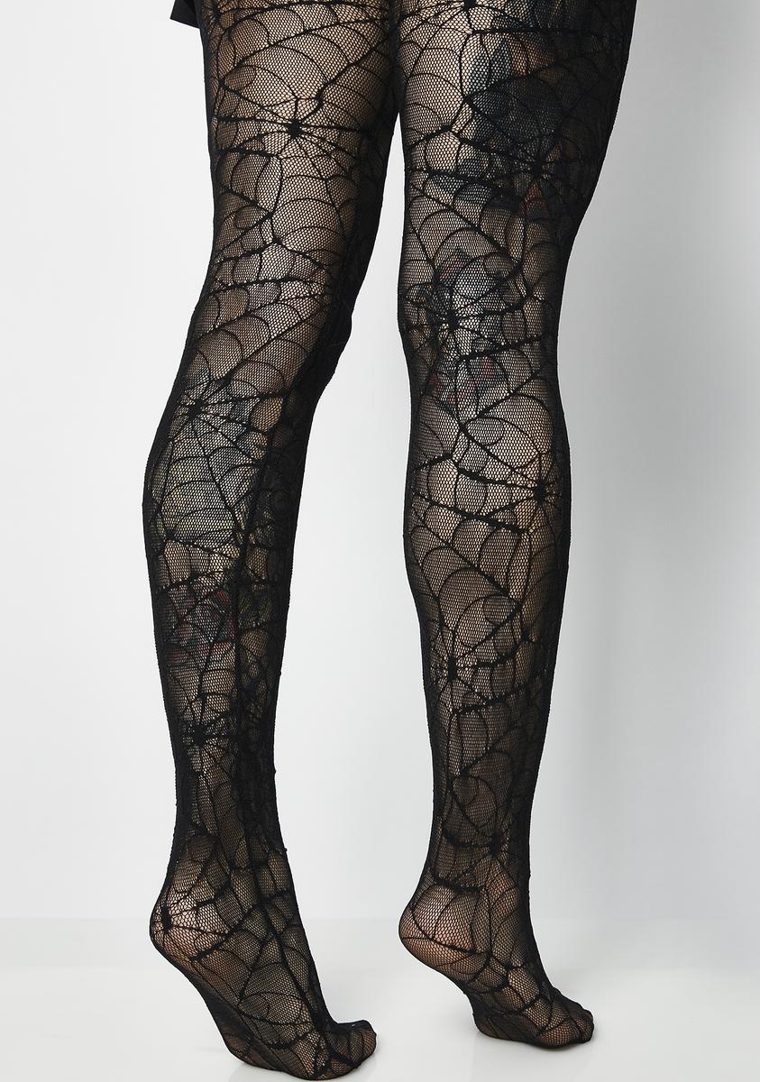 Spider Web Lace Pantyhose - Image 2