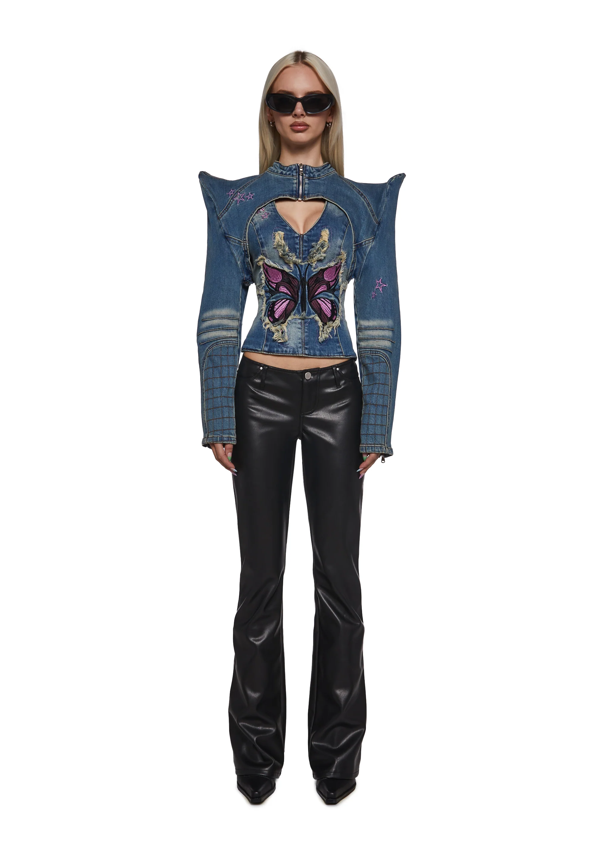 Spike Denim Bolero Jacket - Image 2