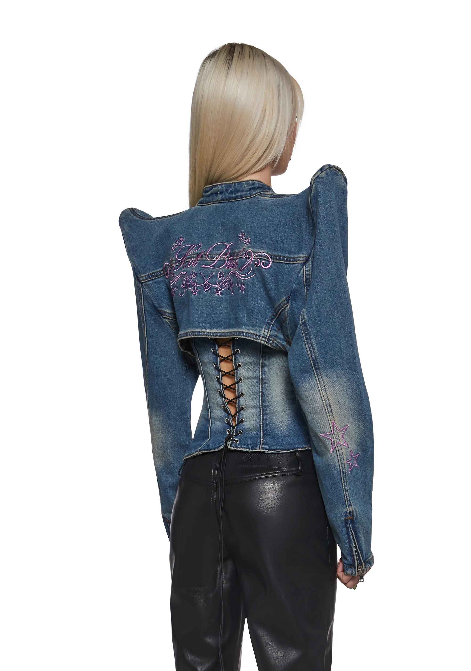Spike Denim Bolero Jacket - Image 4