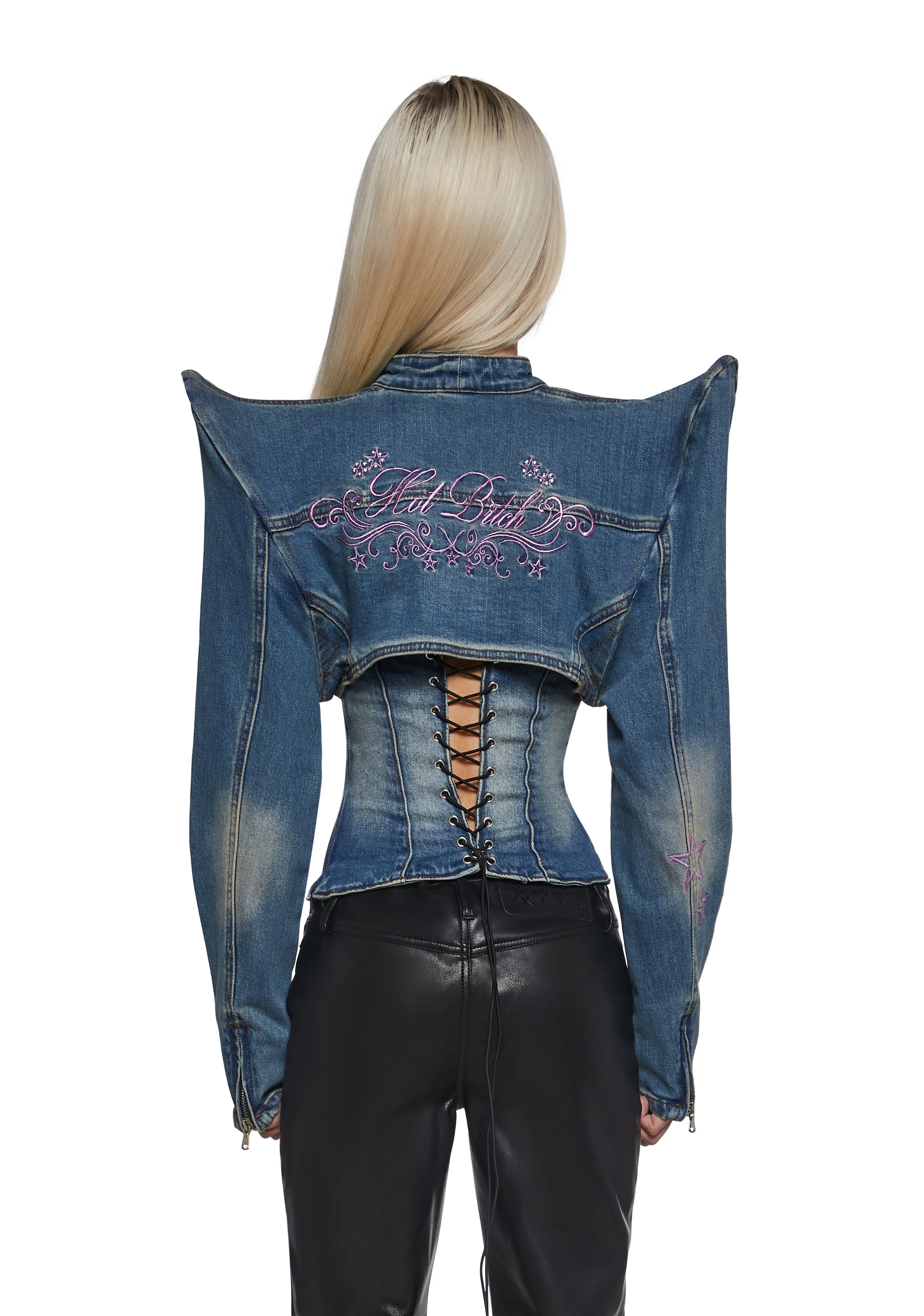 Spike Denim Bolero Jacket - Image 6