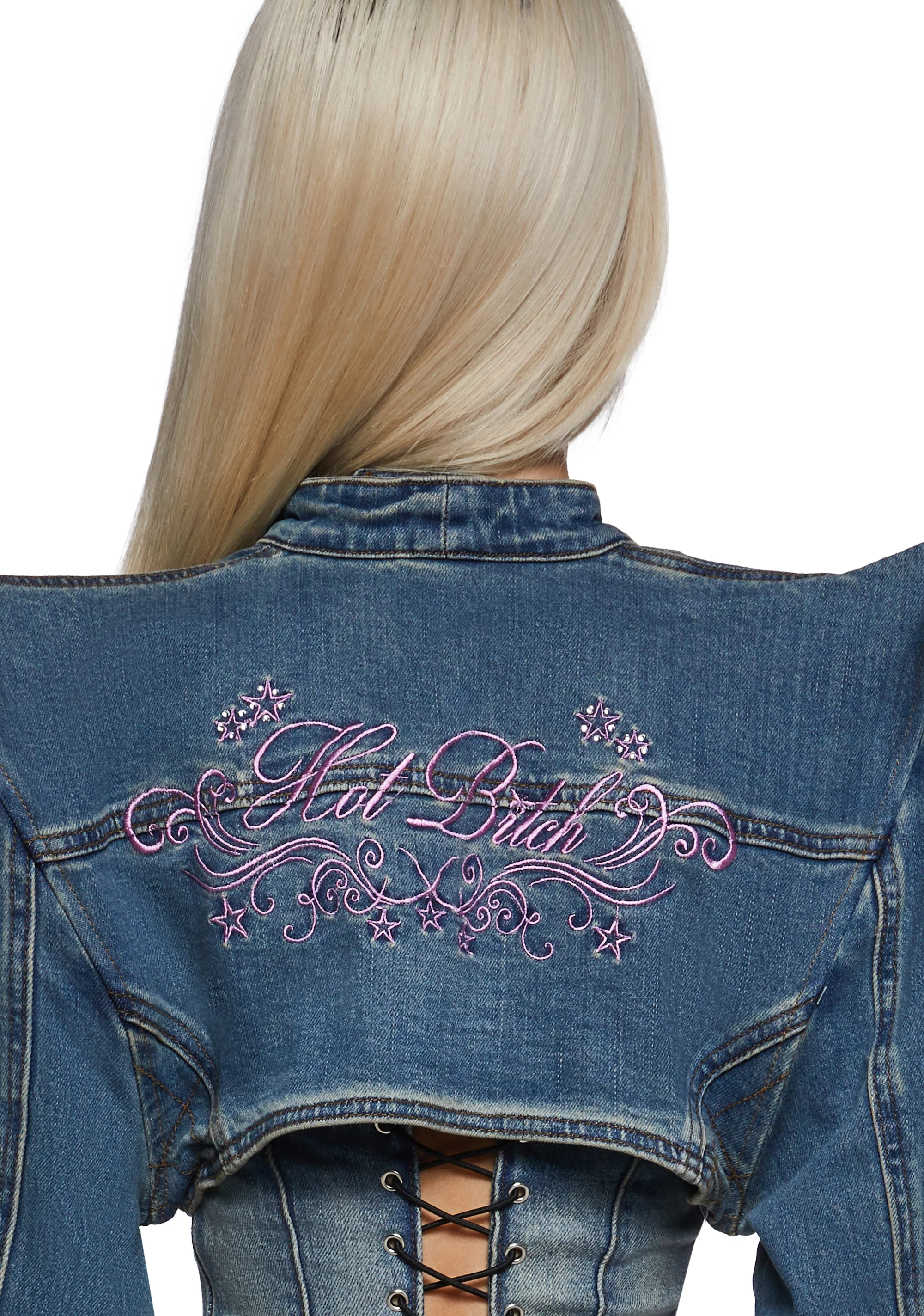 Spike Denim Bolero Jacket - Image 7