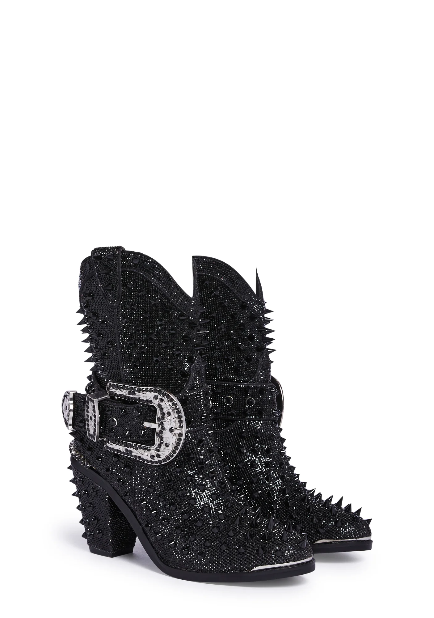 Spiked Sheriff Shine Cowboy Boots - Black - Image 3