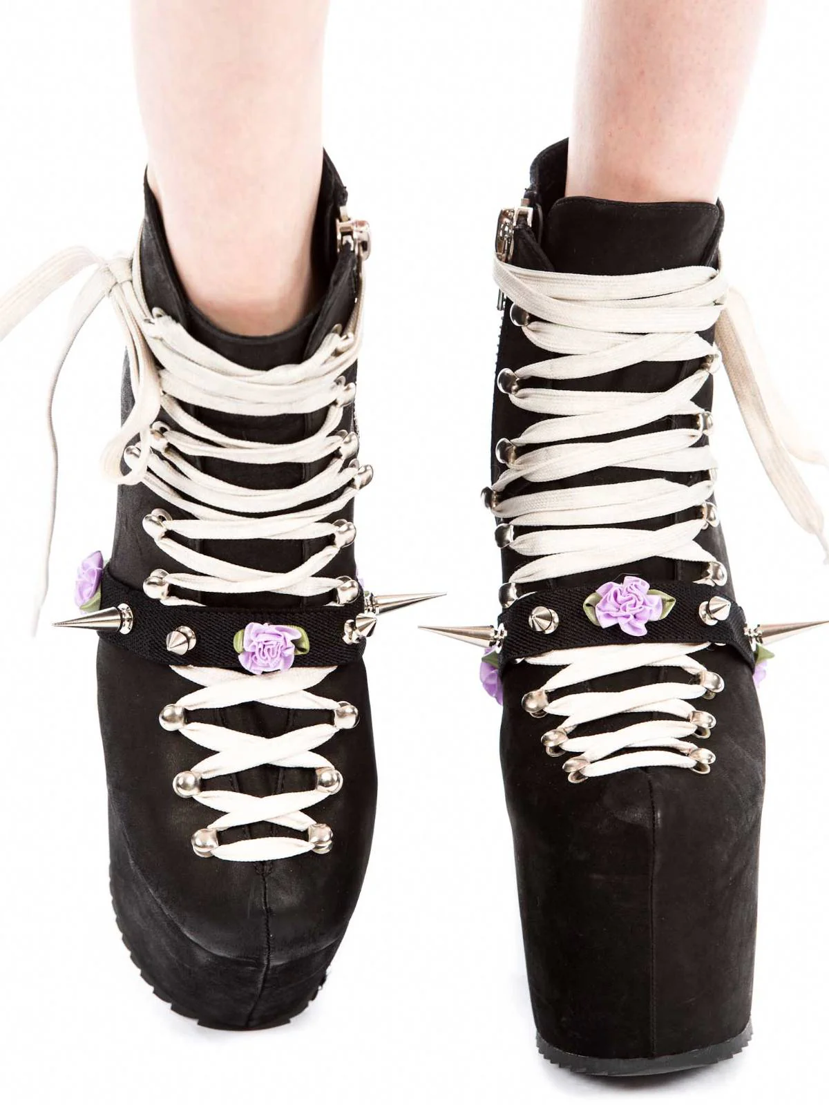 Spikes and Flower Shoe Garter - Pink - Image 10