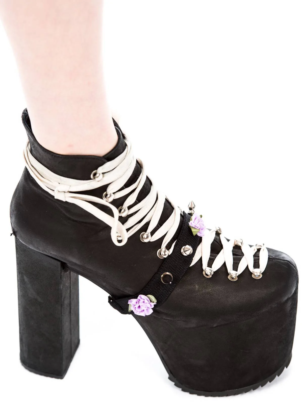 Spikes and Flower Shoe Garter - Pink - Image 11