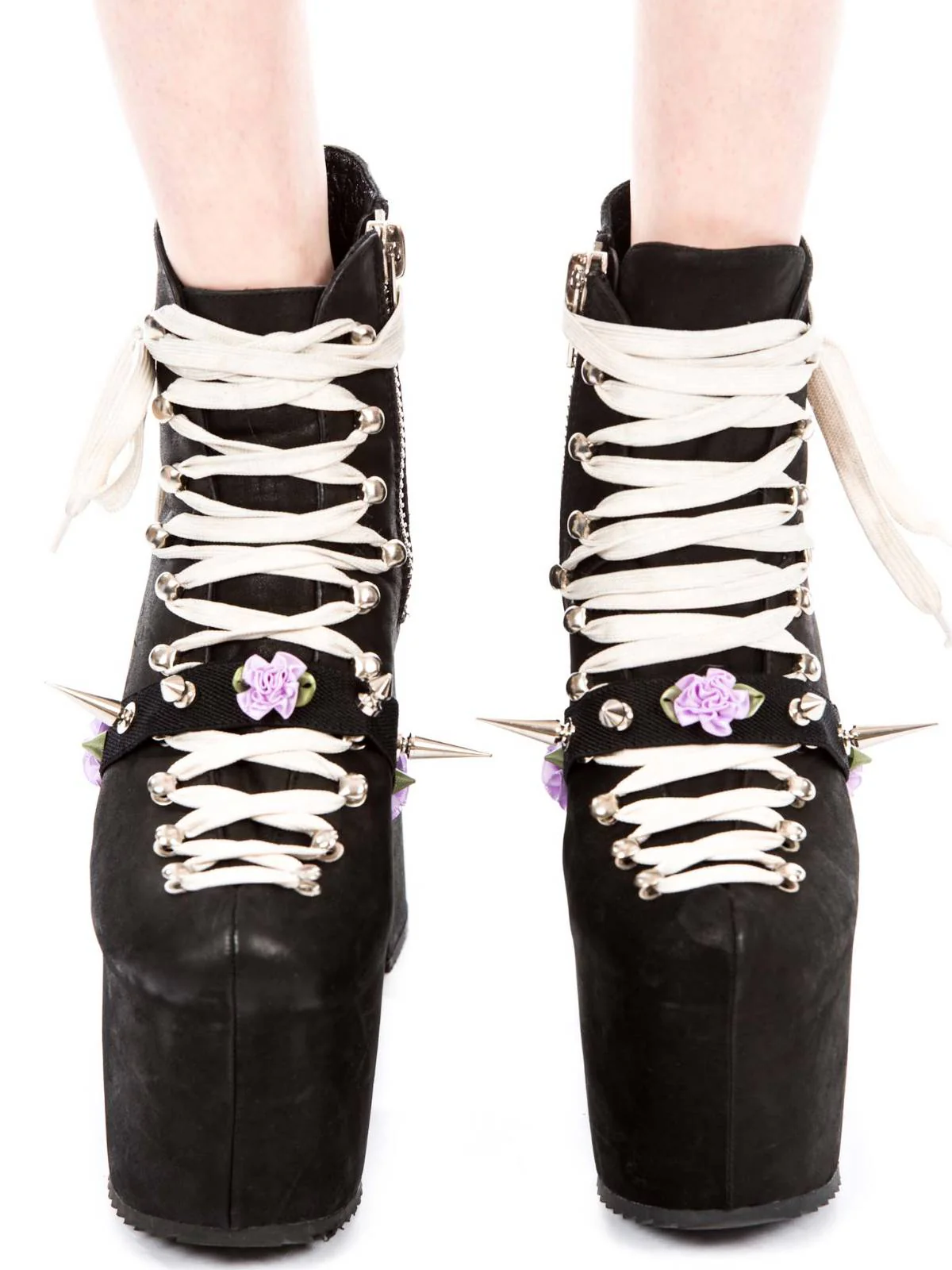 Spikes and Flower Shoe Garter - Pink - Image 12