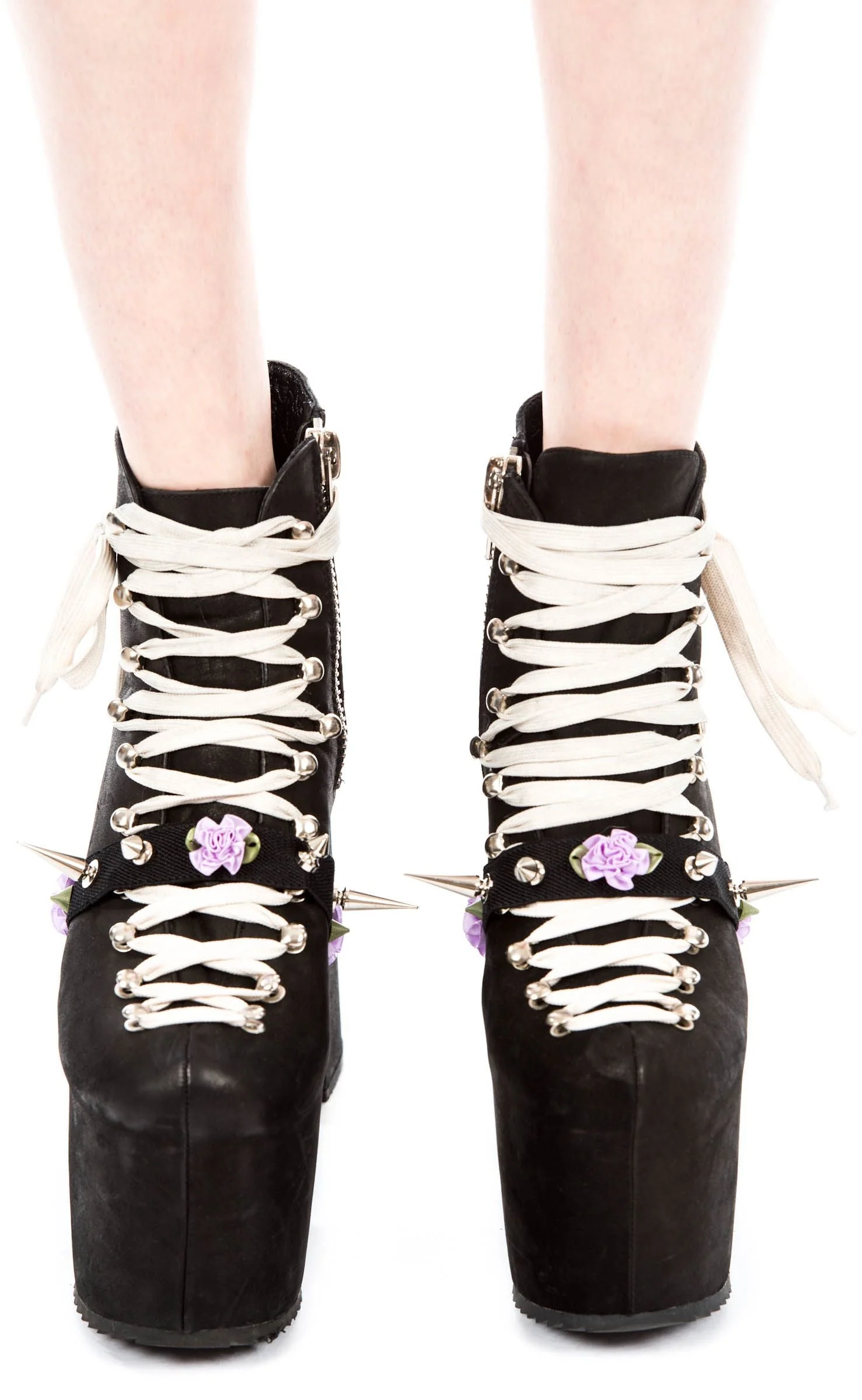 Spikes and Flower Shoe Garter - Pink - Image 15