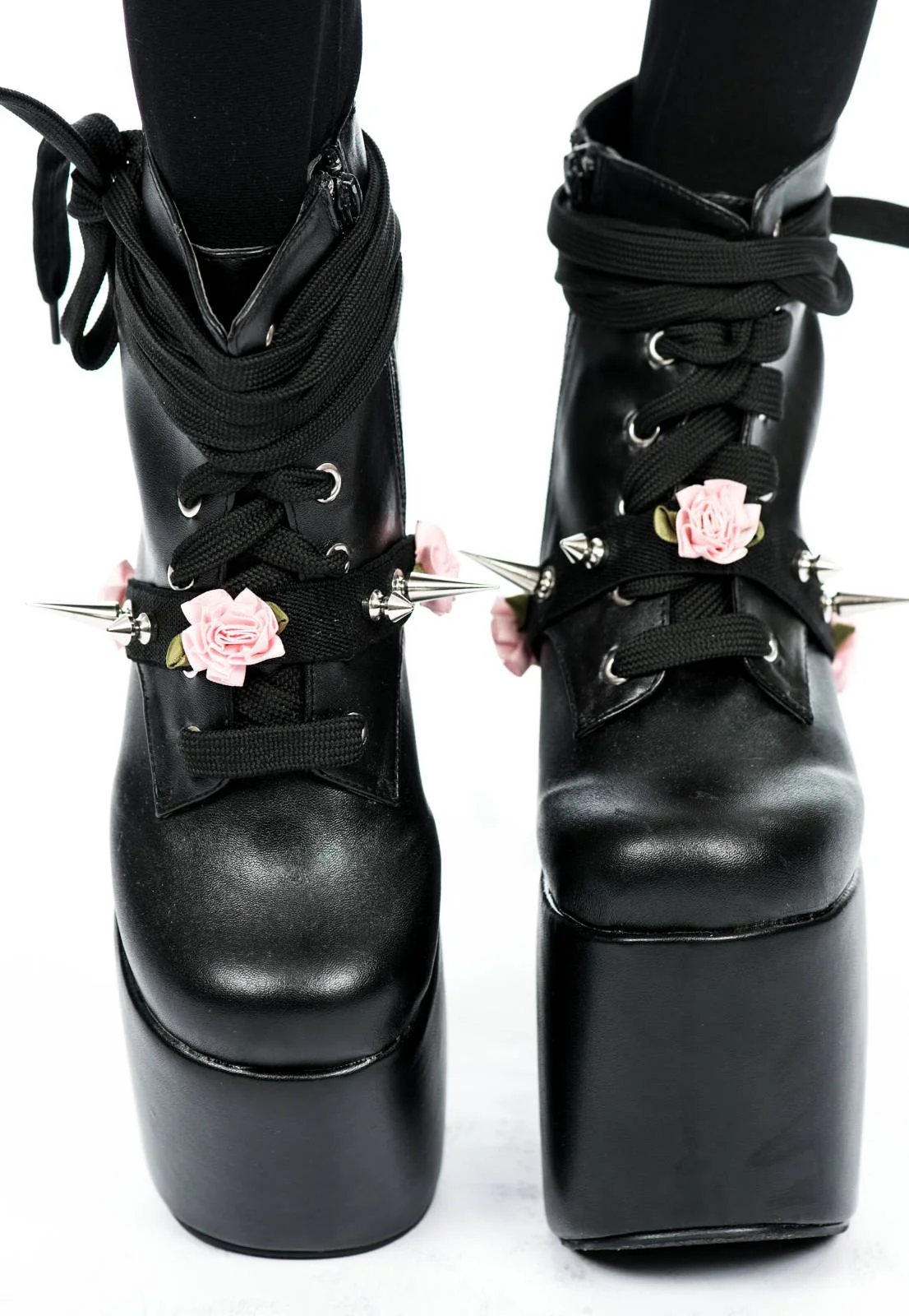 Spikes and Flower Shoe Garter - Pink - Image 20