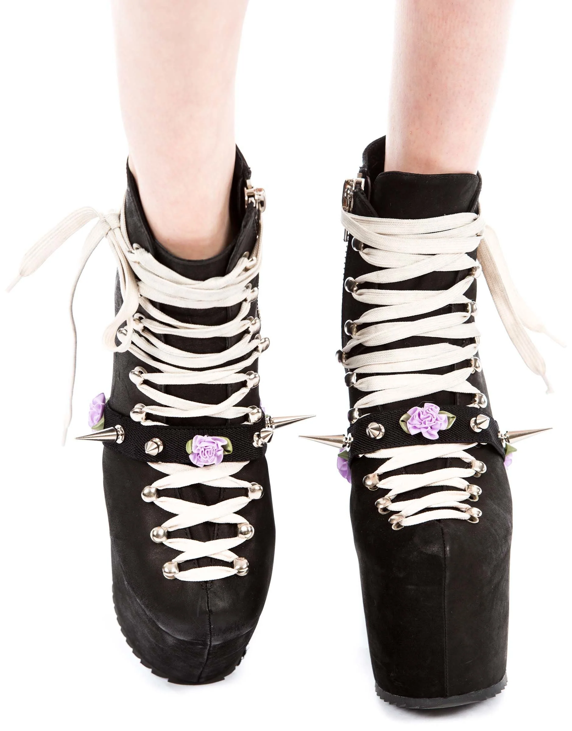 Spikes and Flower Shoe Garter - Light Purple - Image 14