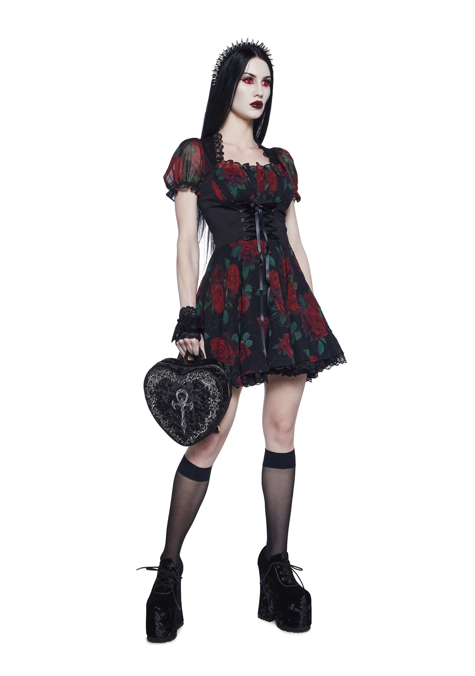 Spiritual Sacrilege Mini Dress - Black/Red - Image 2
