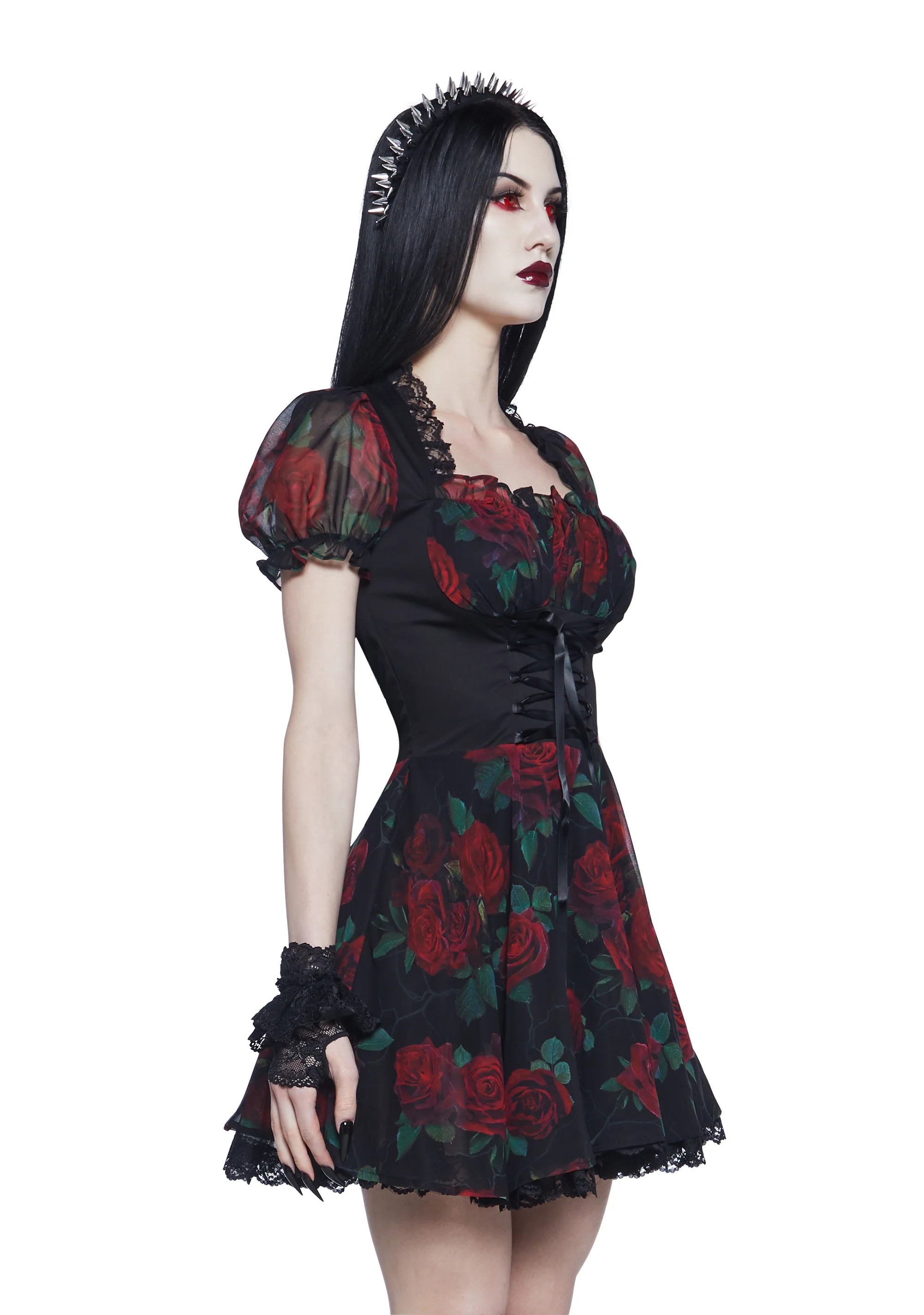 Spiritual Sacrilege Mini Dress - Black/Red - Image 3
