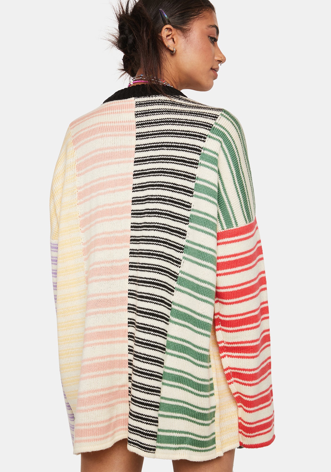 Splice Striped Knit Sweater - Image 4