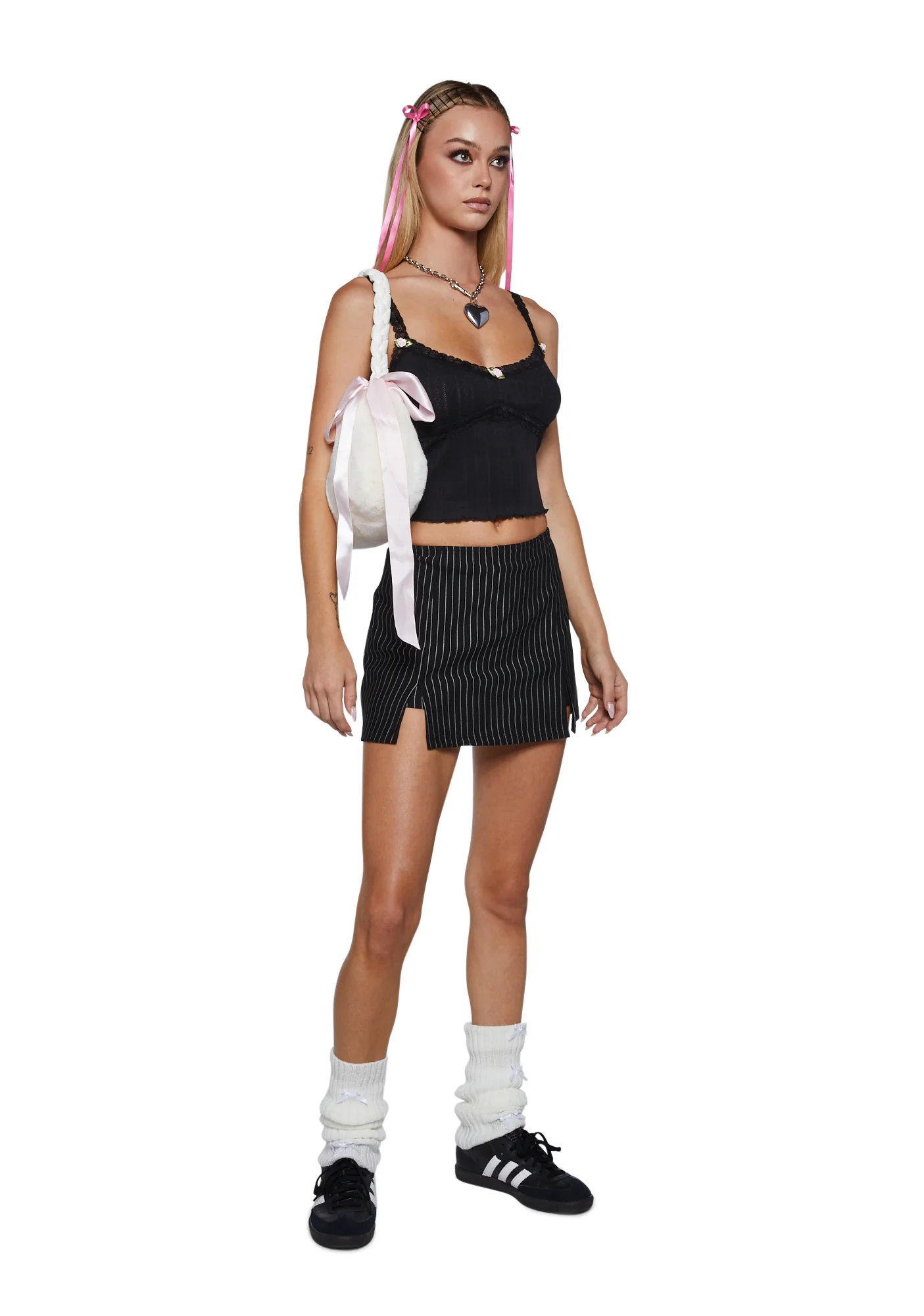 Spring Chicky Pointelle Cami Tank - Black - Image 2