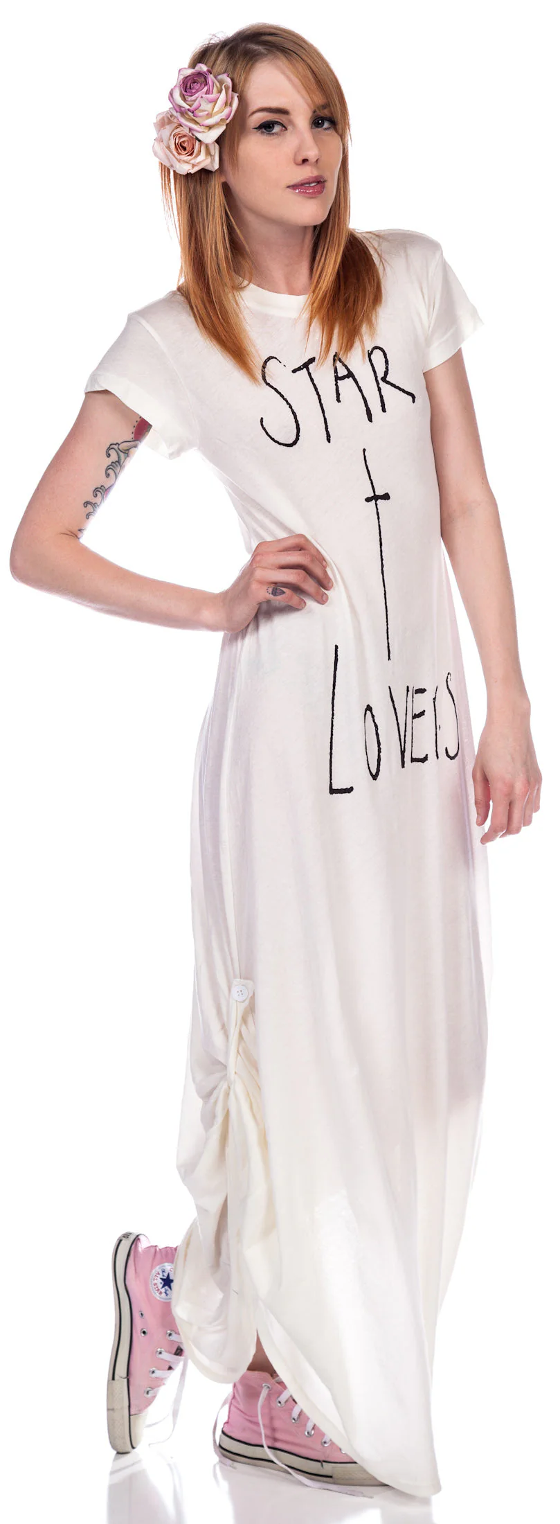 Star Crossed Lovers Grunge T Dress - Pink - Image 4