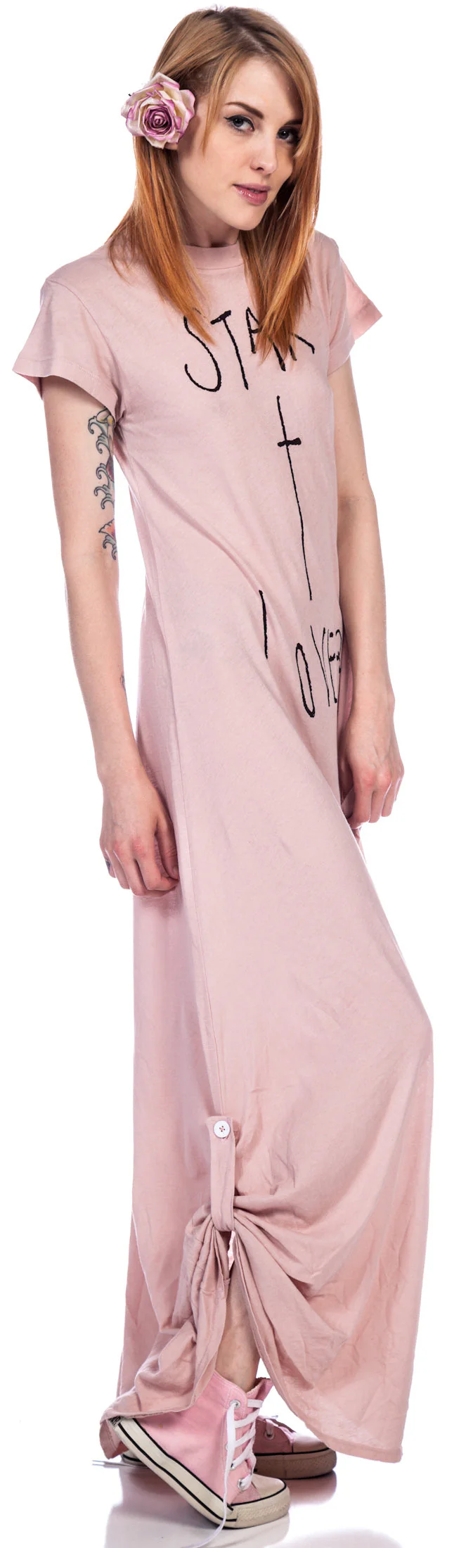 Star Crossed Lovers Grunge T Dress - Pink - Image 9