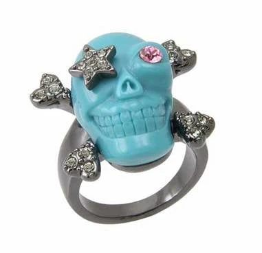 Star Patch Skull Ring - Pink - Image 5