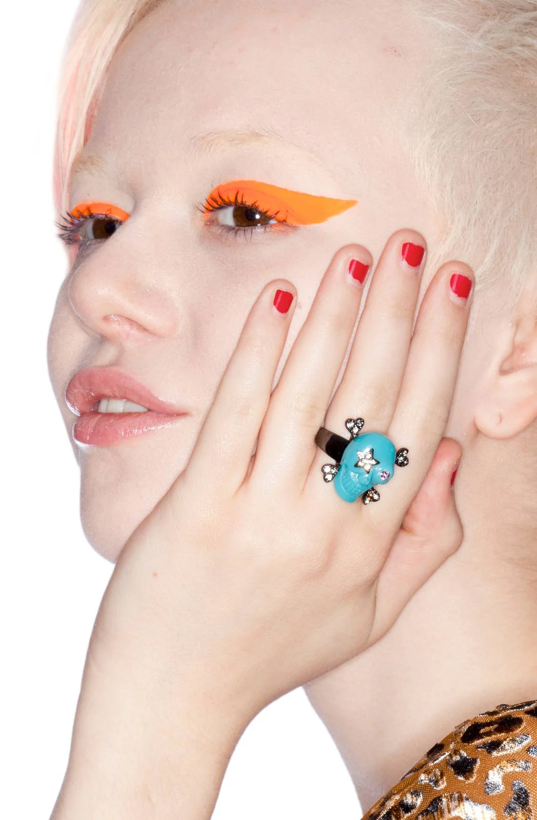 Star Patch Skull Ring - Pink - Image 6