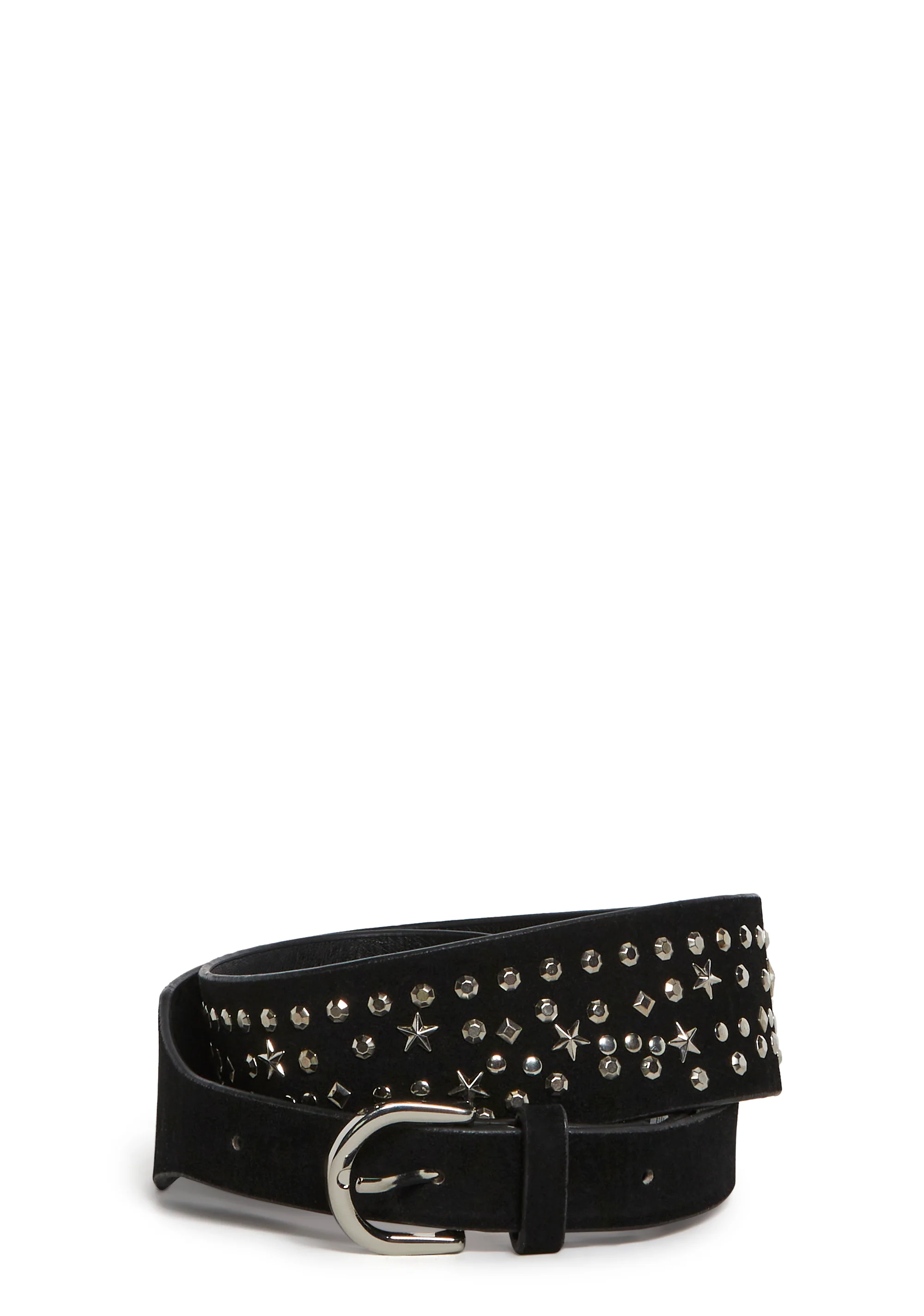 Star Stud Leather Belt - Black - Image 4