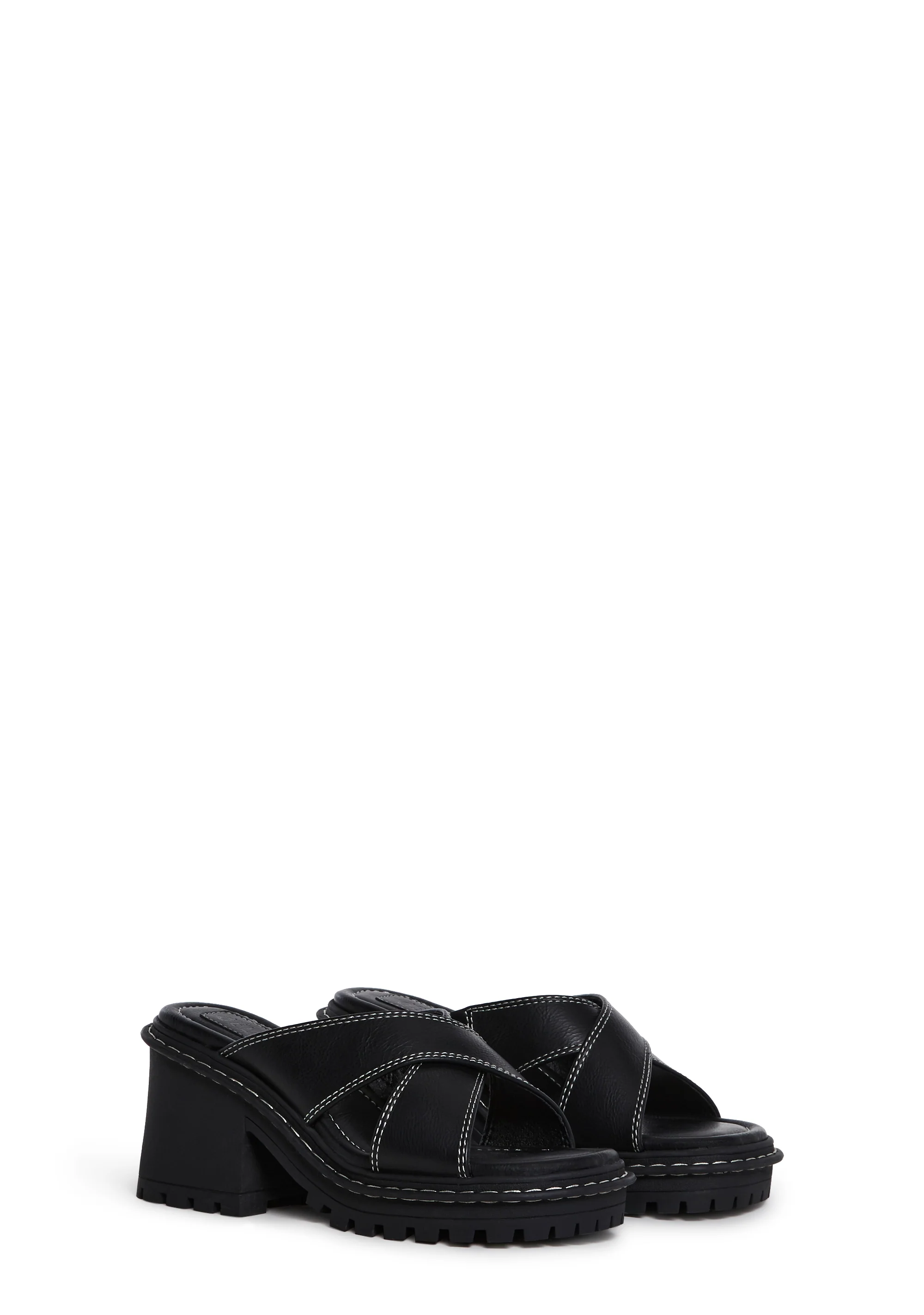 Star Worthy Cross Strap Slides - Black - Image 3