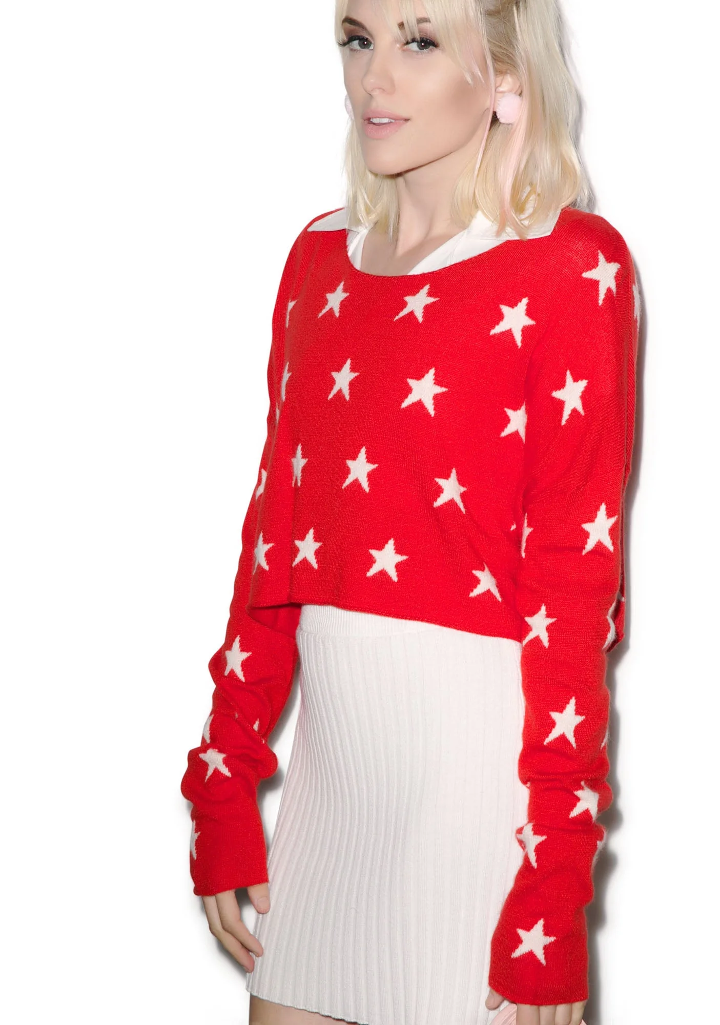 Starlight Cropped Billy Sweater - Dark Pink - Image 5