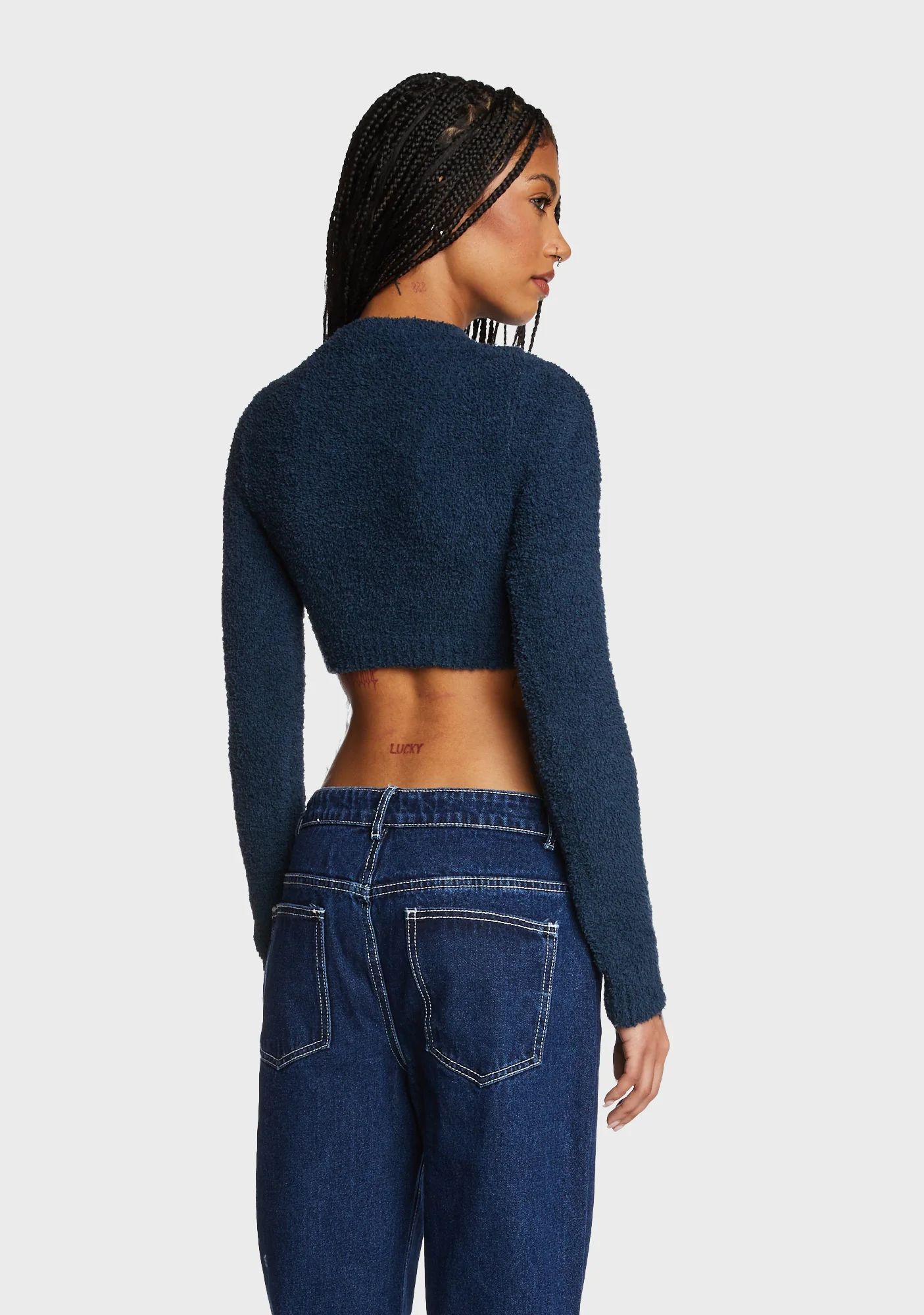 Starry Super Soft Cropped Sweater - Blue - Image 4