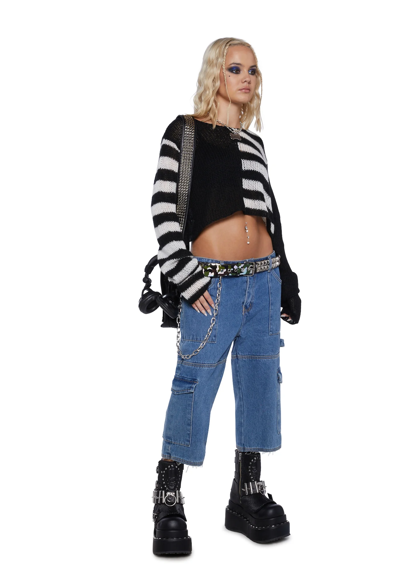 State Of Ruin Cropped Sweater - White - Image 2