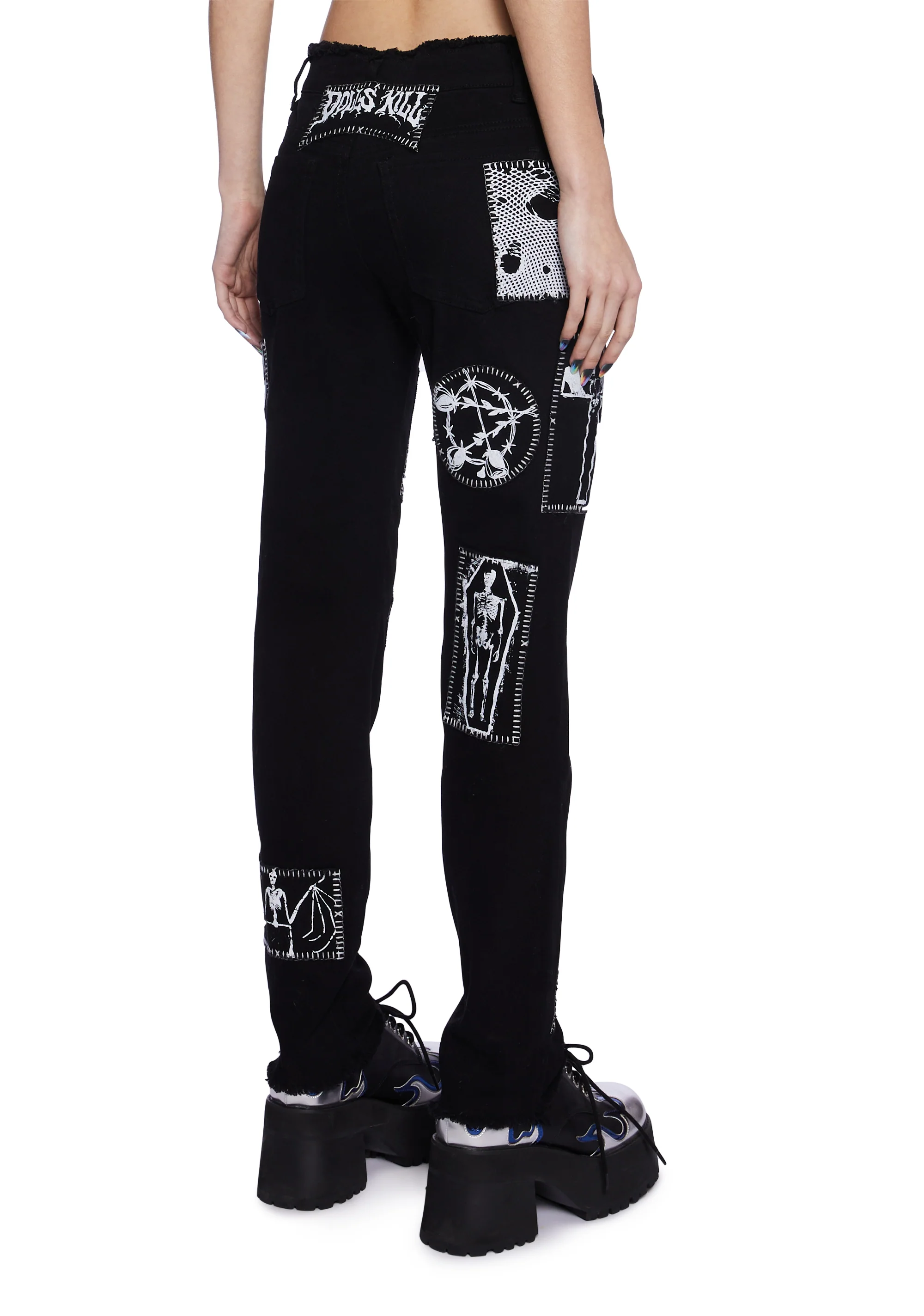 Stitch Bitch Lace-Up Patch Jeans - Image 4