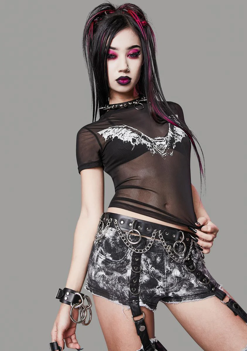 Straight From Hell Mesh Crop Tee - Image 2