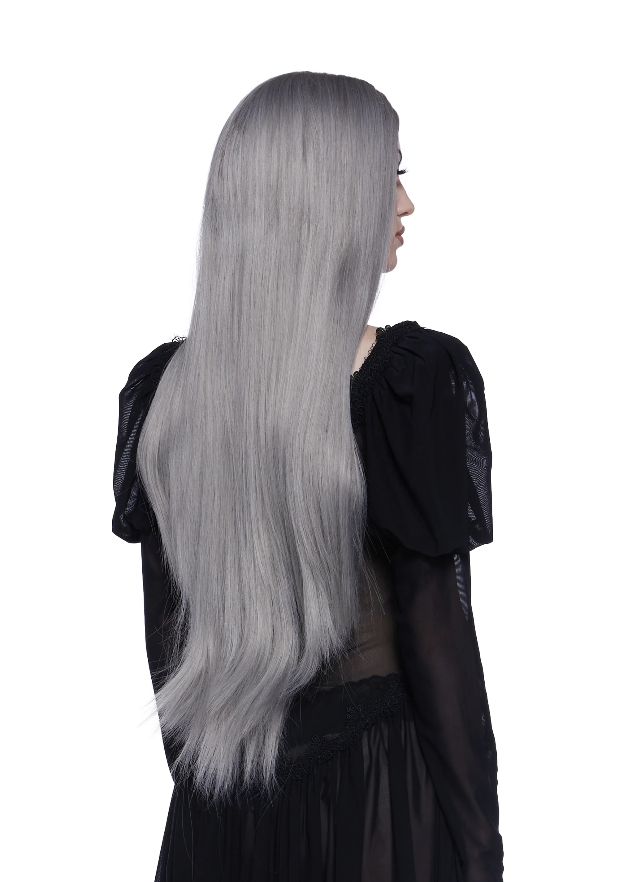 Straight Wig With Center Part - Gray - Image 3